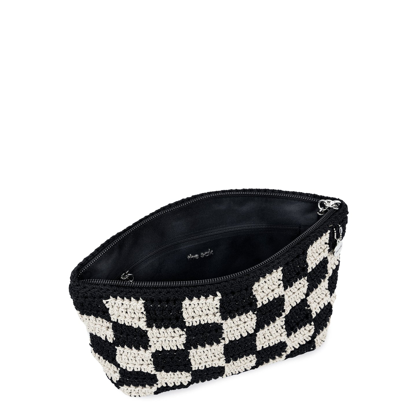 The Sak Essential Medium Pouch Crochet - |Black Check|