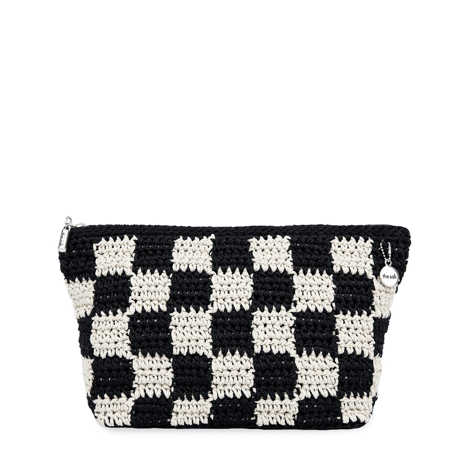 The Sak Essential Medium Pouch Crochet - |Black Check|