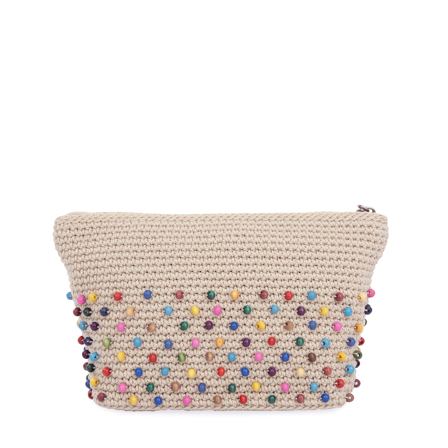 The Sak Essential Medium Pouch Crochet - |Ecru Multi Beads Full|