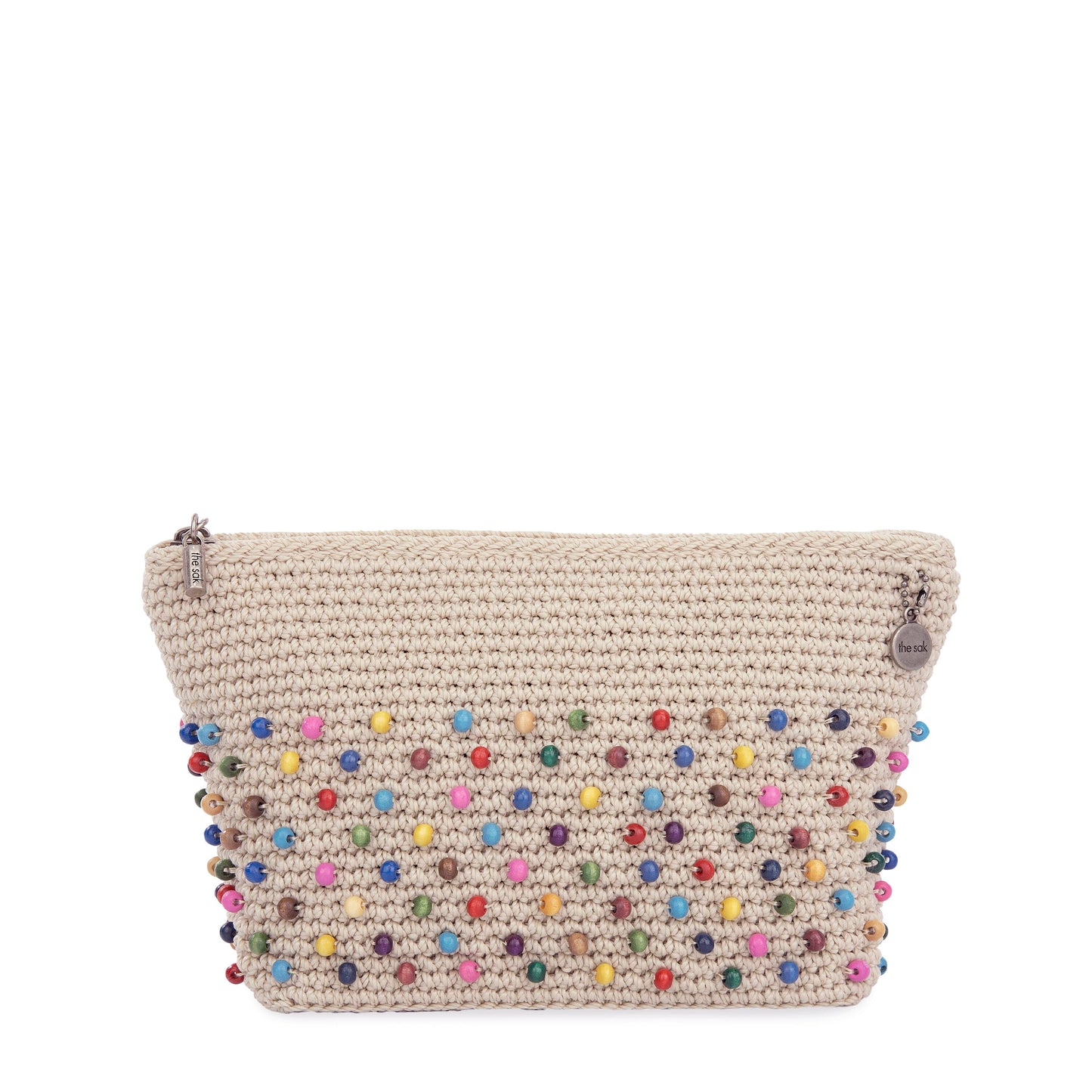 The Sak Essential Medium Pouch Crochet - |Ecru Multi Beads Full|