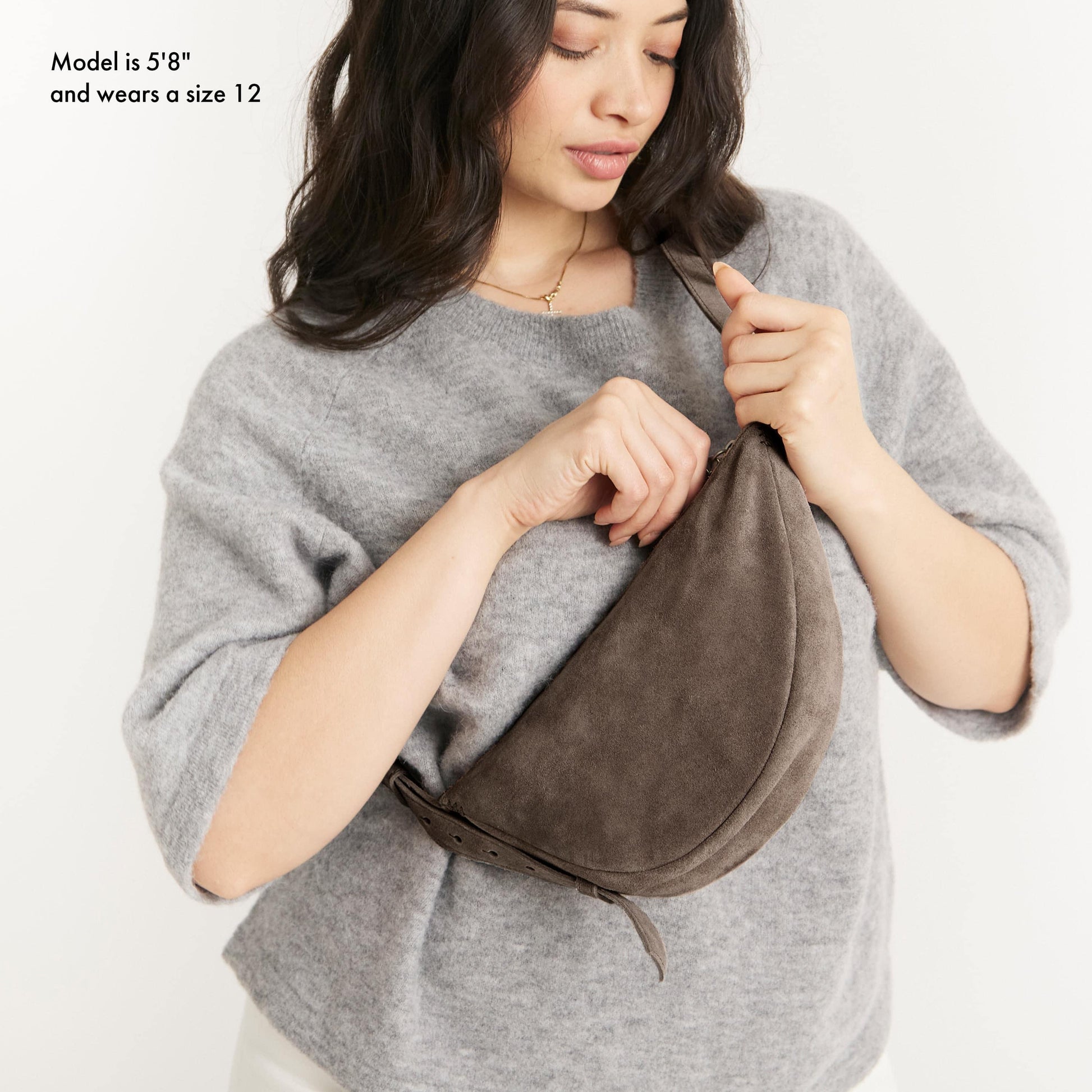 The Sak Tess Sling Bag Leather - |Mushroom Suede|