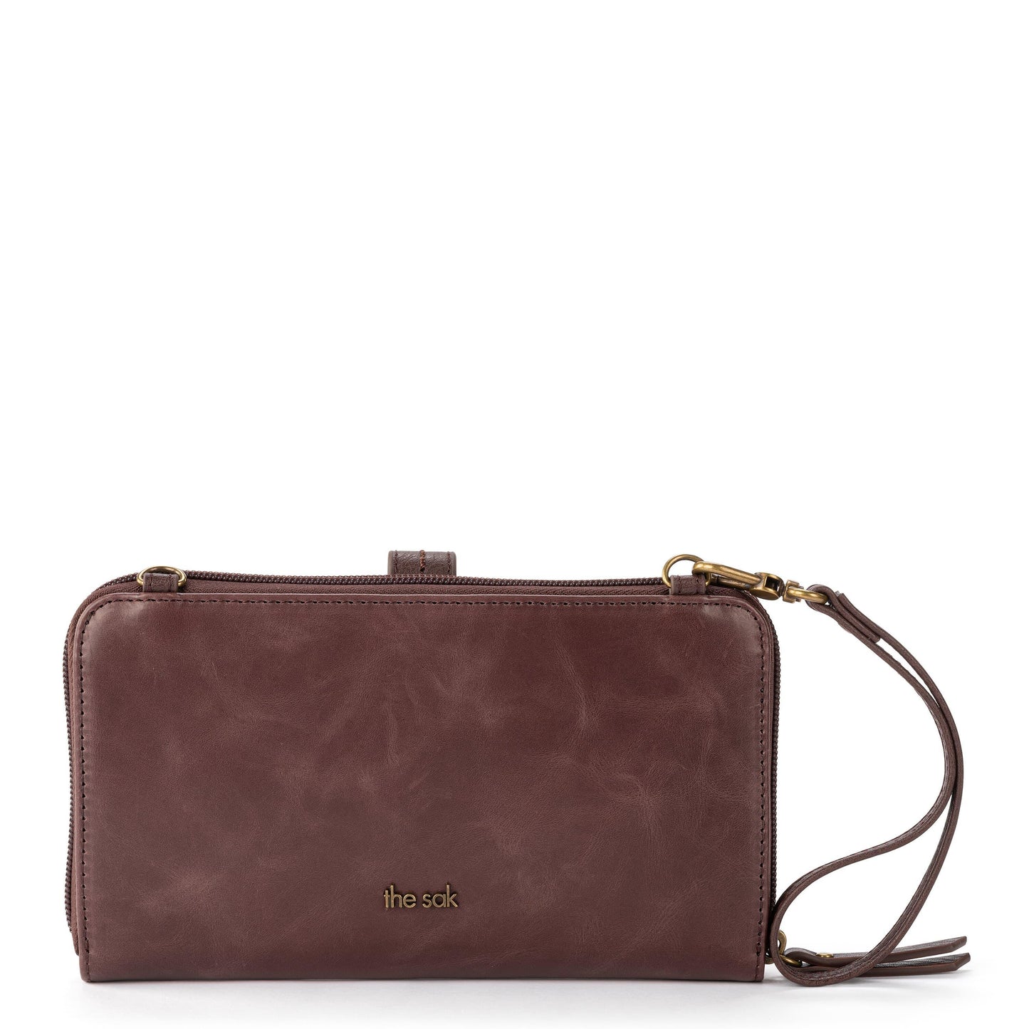 The Sak Iris Large Smartphone Crossbody Leather - |Mahogany Tile Embossed|