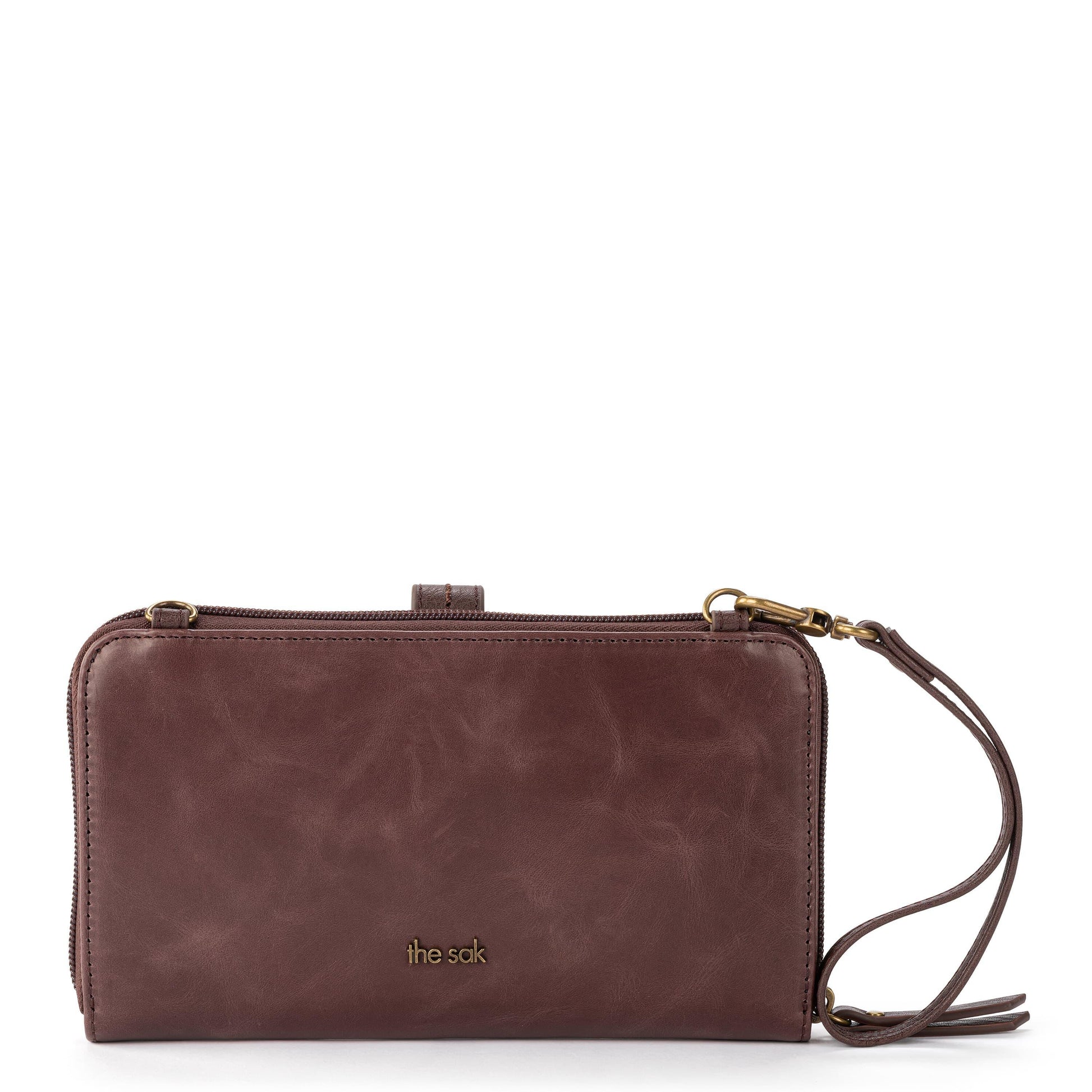 The Sak Iris Large Smartphone Crossbody Leather - |Mahogany Tile Embossed|