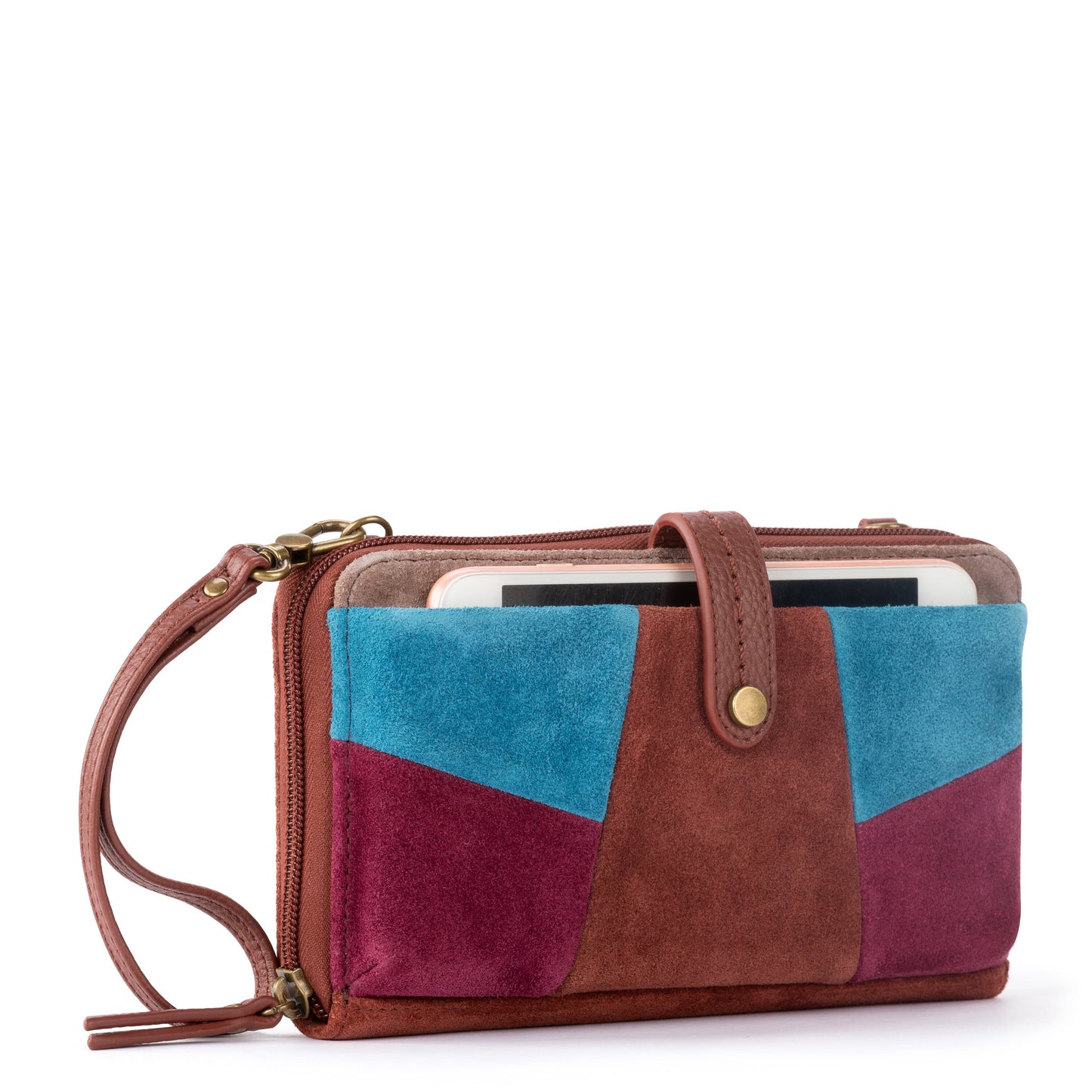 The Sak Iris Large Smartphone Crossbody Leather - |Suede Multi Patch|
