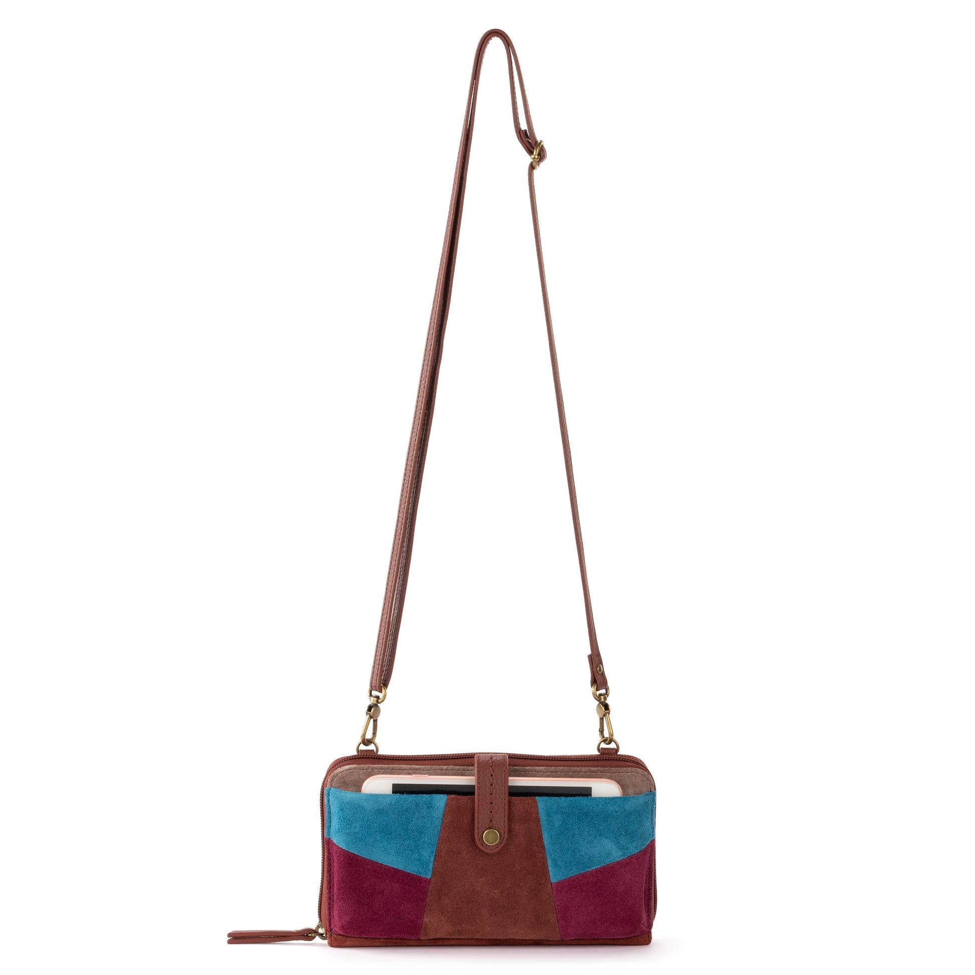 The Sak Iris Large Smartphone Crossbody Leather - |Suede Multi Patch|