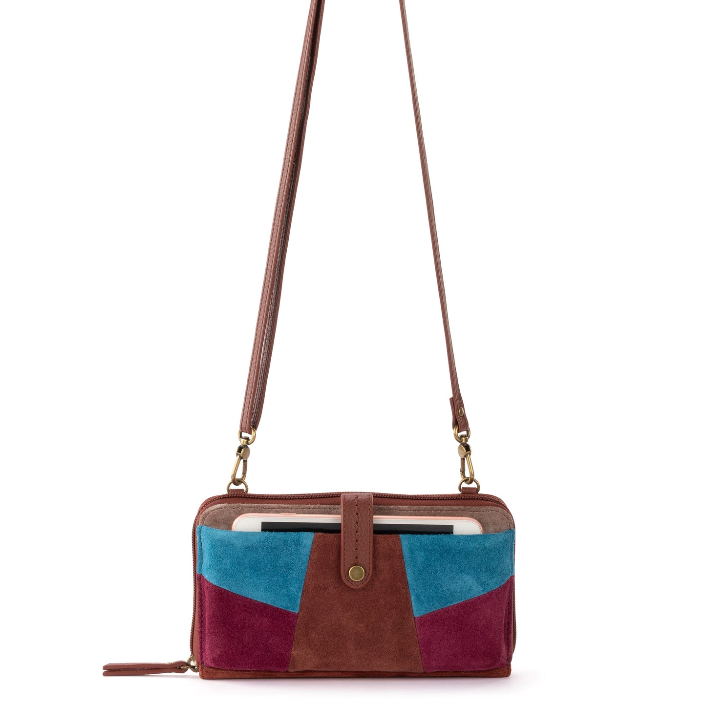 The Sak Iris Large Smartphone Crossbody Leather - |Suede Multi Patch|