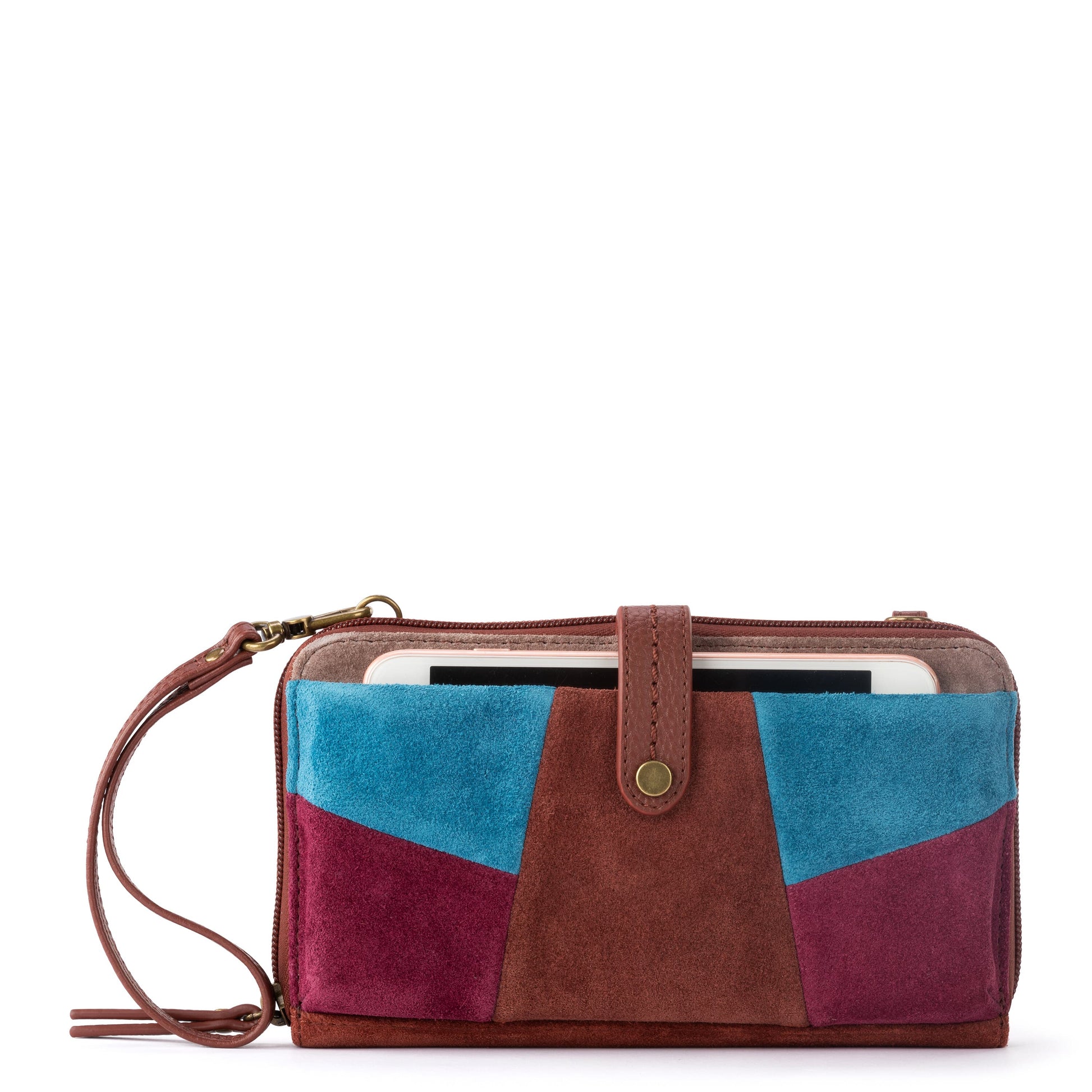 The Sak Iris Large Smartphone Crossbody Leather - |Suede Multi Patch|
