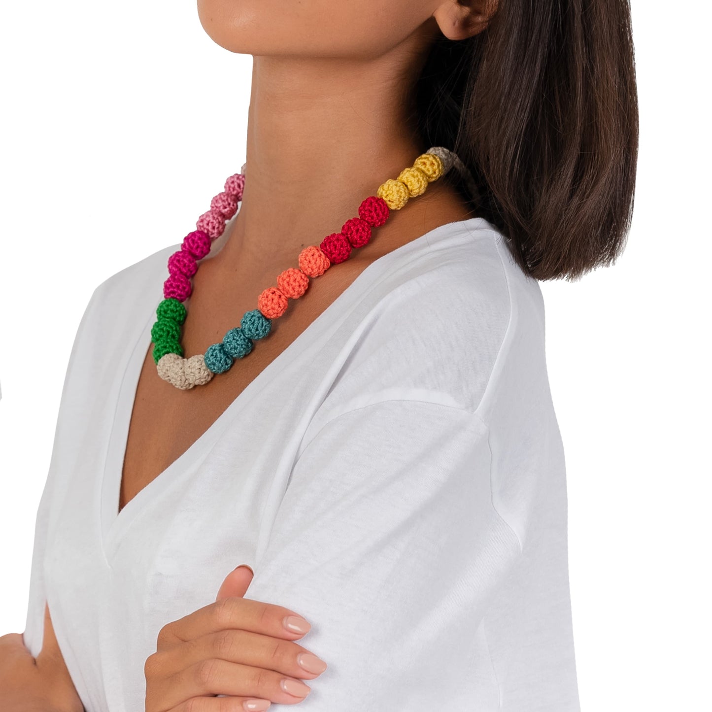 The Sak Drea Crochet Bead Necklace - |Beach Stripe|