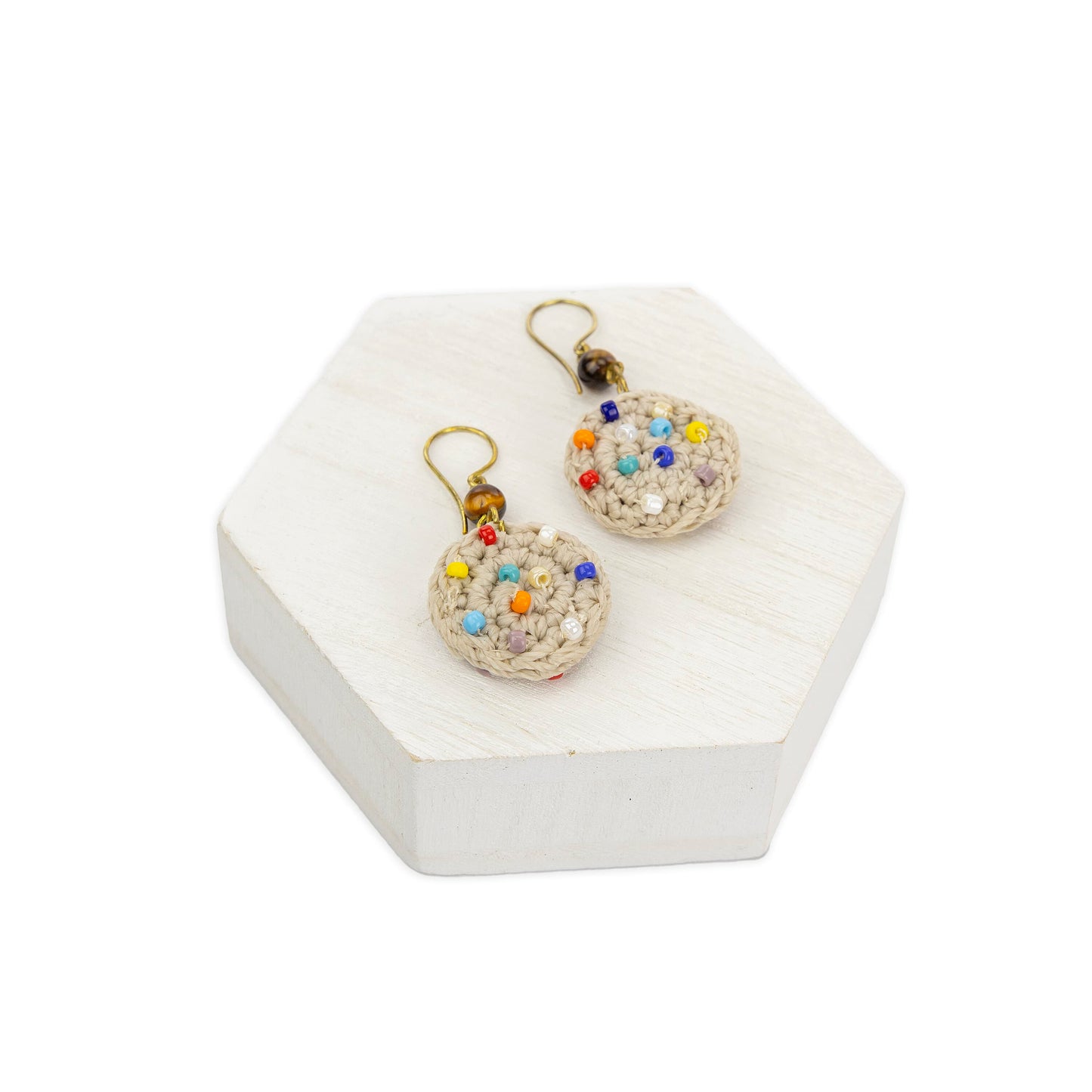 The Sak Jasper Disc Earrings - |Ecru Multi Beads|