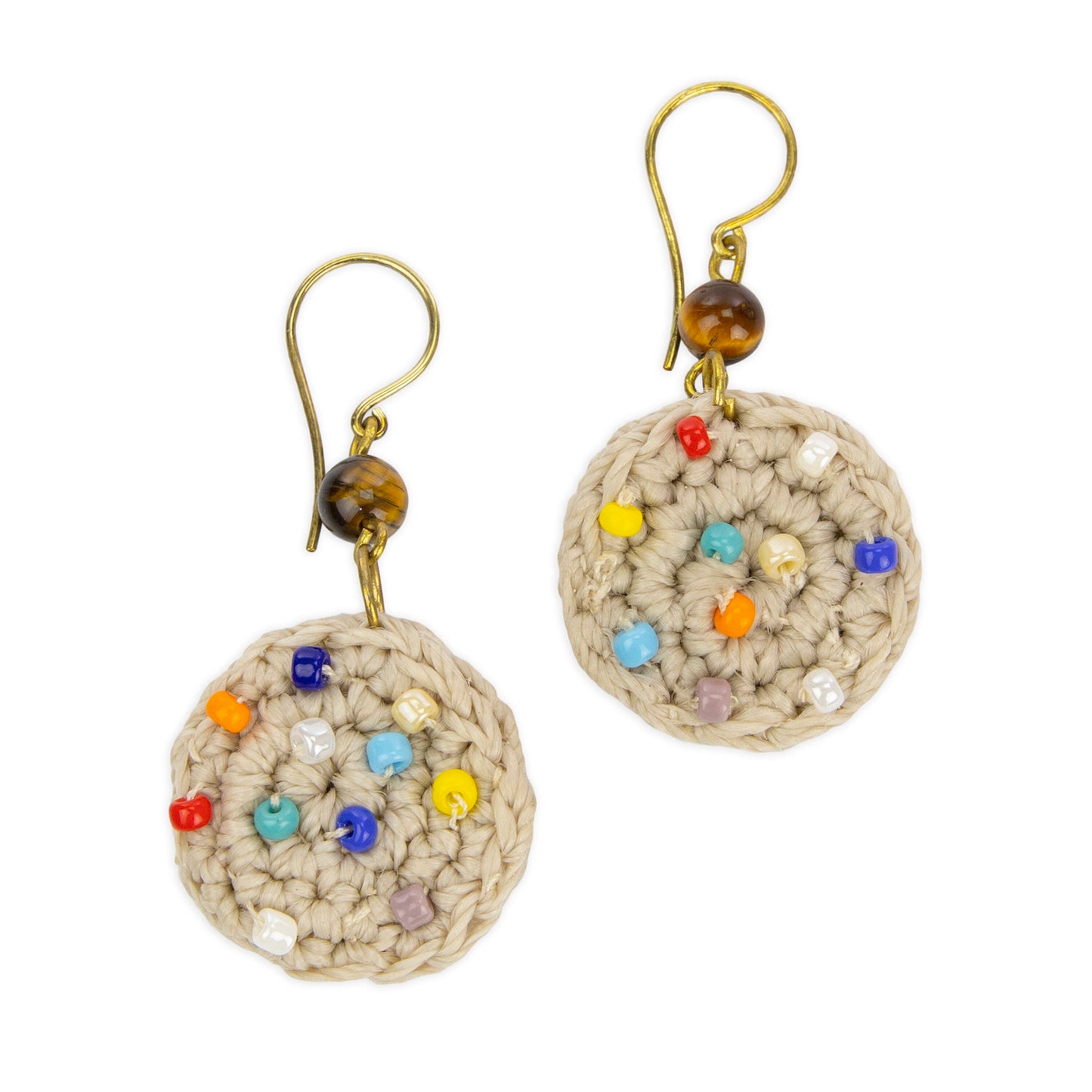 The Sak Jasper Disc Earrings - |Ecru Multi Beads|