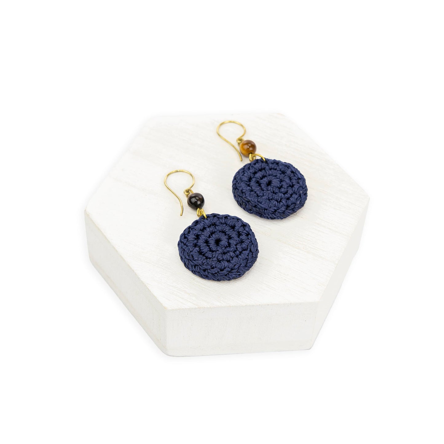 The Sak Jasper Disc Earrings - |Denim|