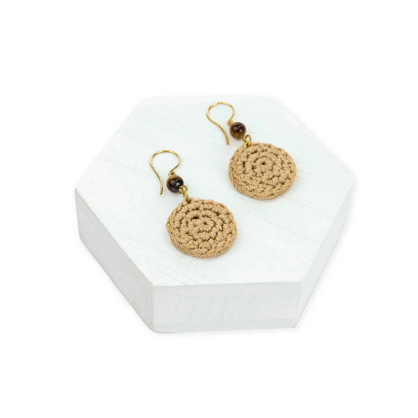 The Sak Jasper Disc Earrings - |Bamboo|