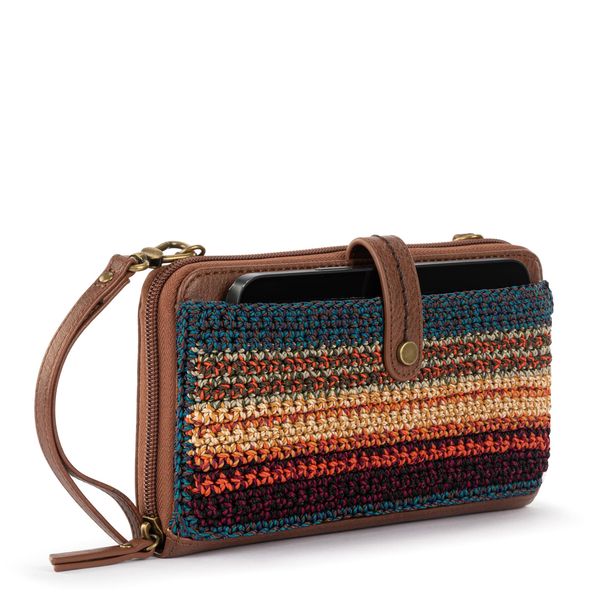 The Sak Iris Large Smartphone Crossbody Crochet - Woodland Stripe