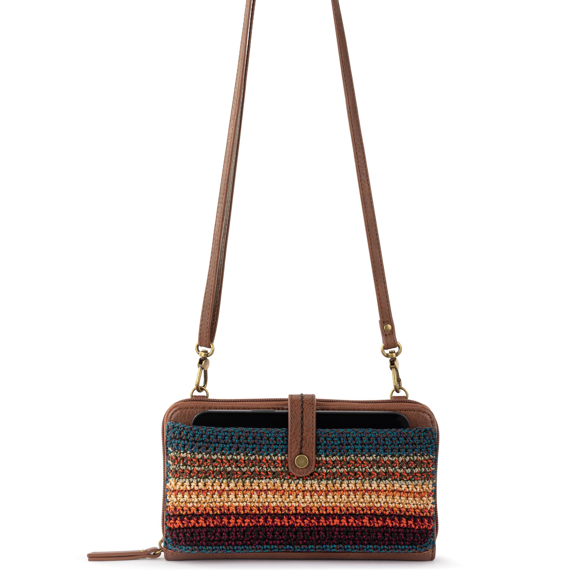 The Sak Iris Large Smartphone Crossbody Crochet - Woodland Stripe