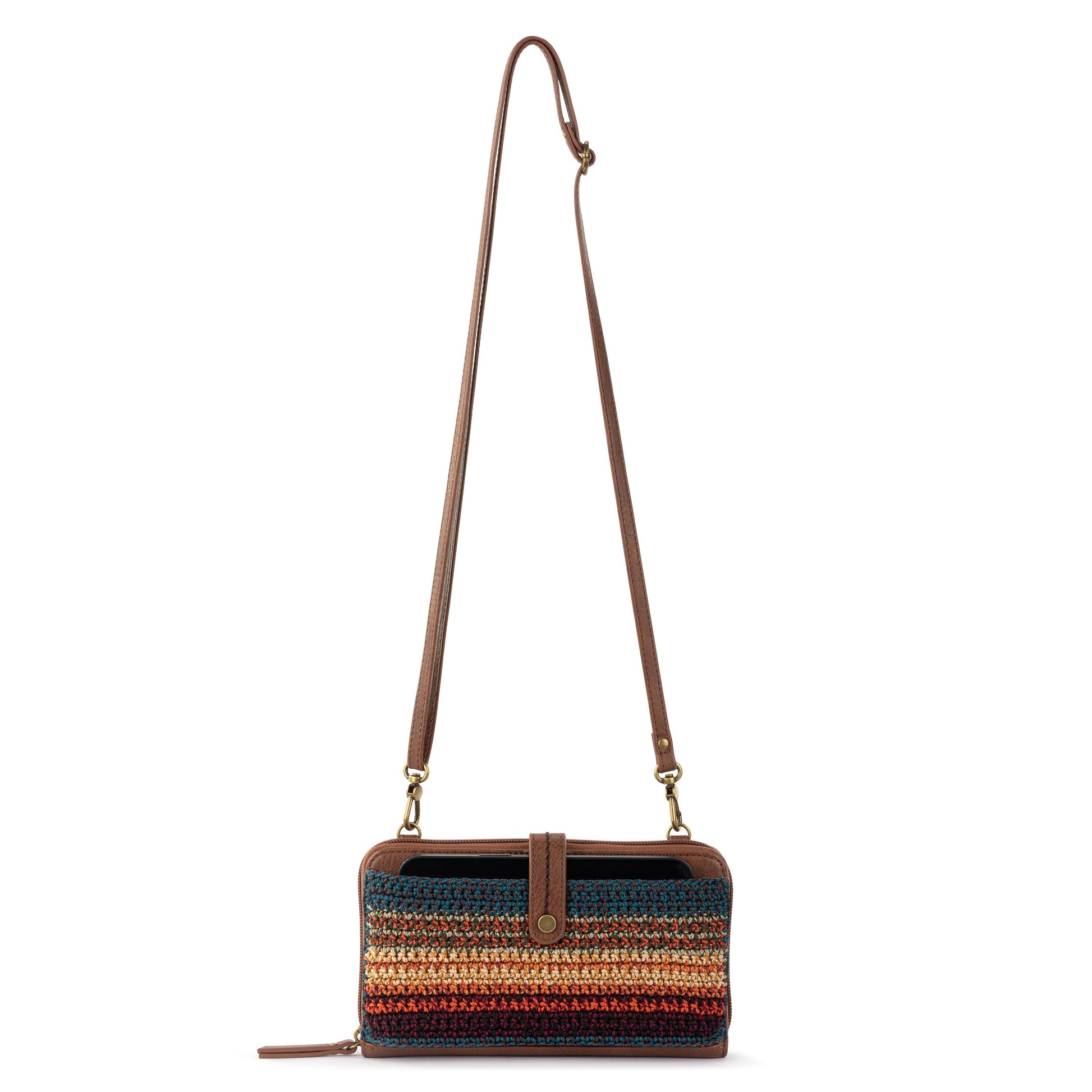 The Sak Iris Large Smartphone Crossbody Crochet - Woodland Stripe