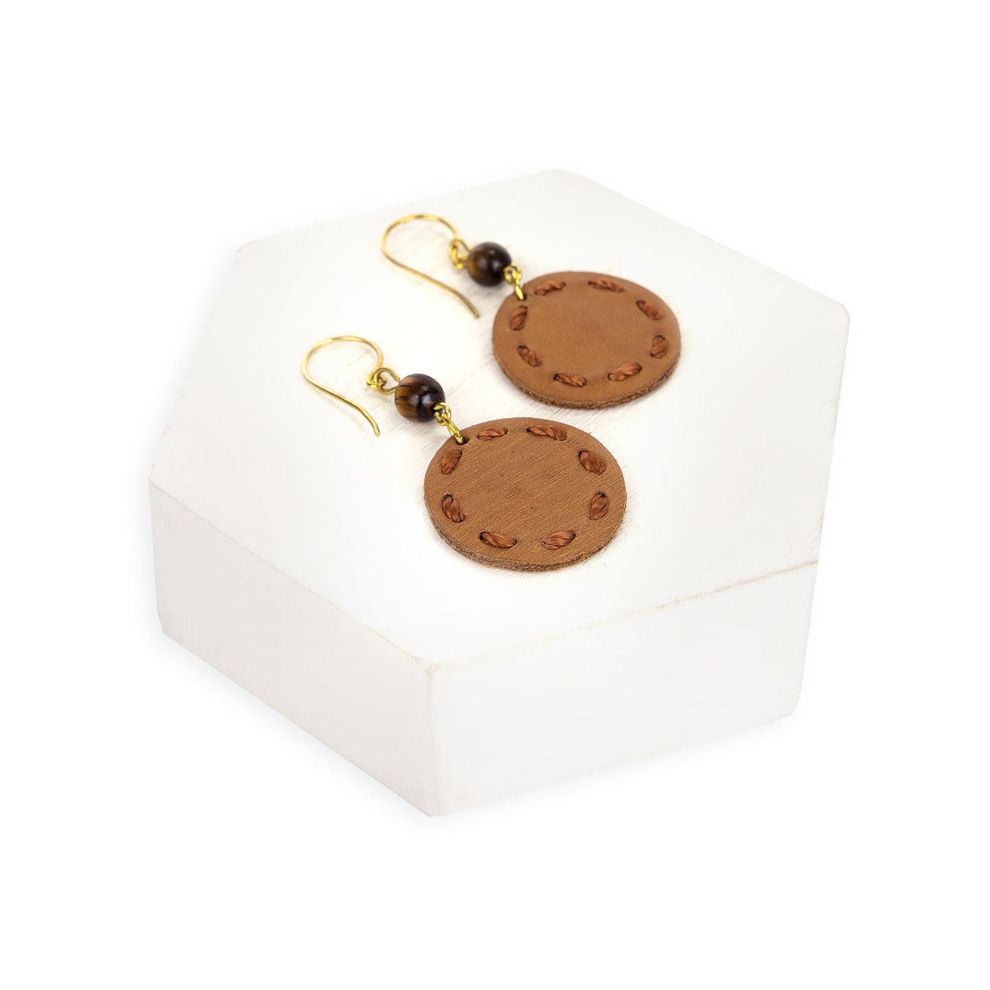 The Sak Jasper Disc Earrings - |Tobacco|
