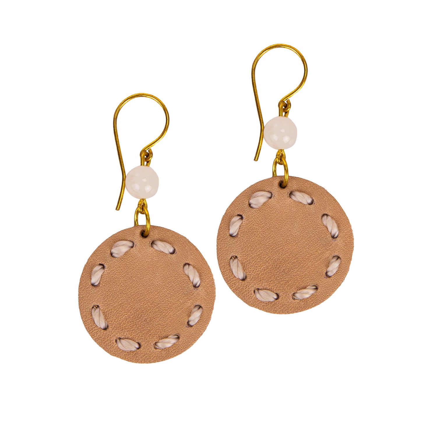 The Sak Jasper Disc Earrings - |Natural Vachetta|