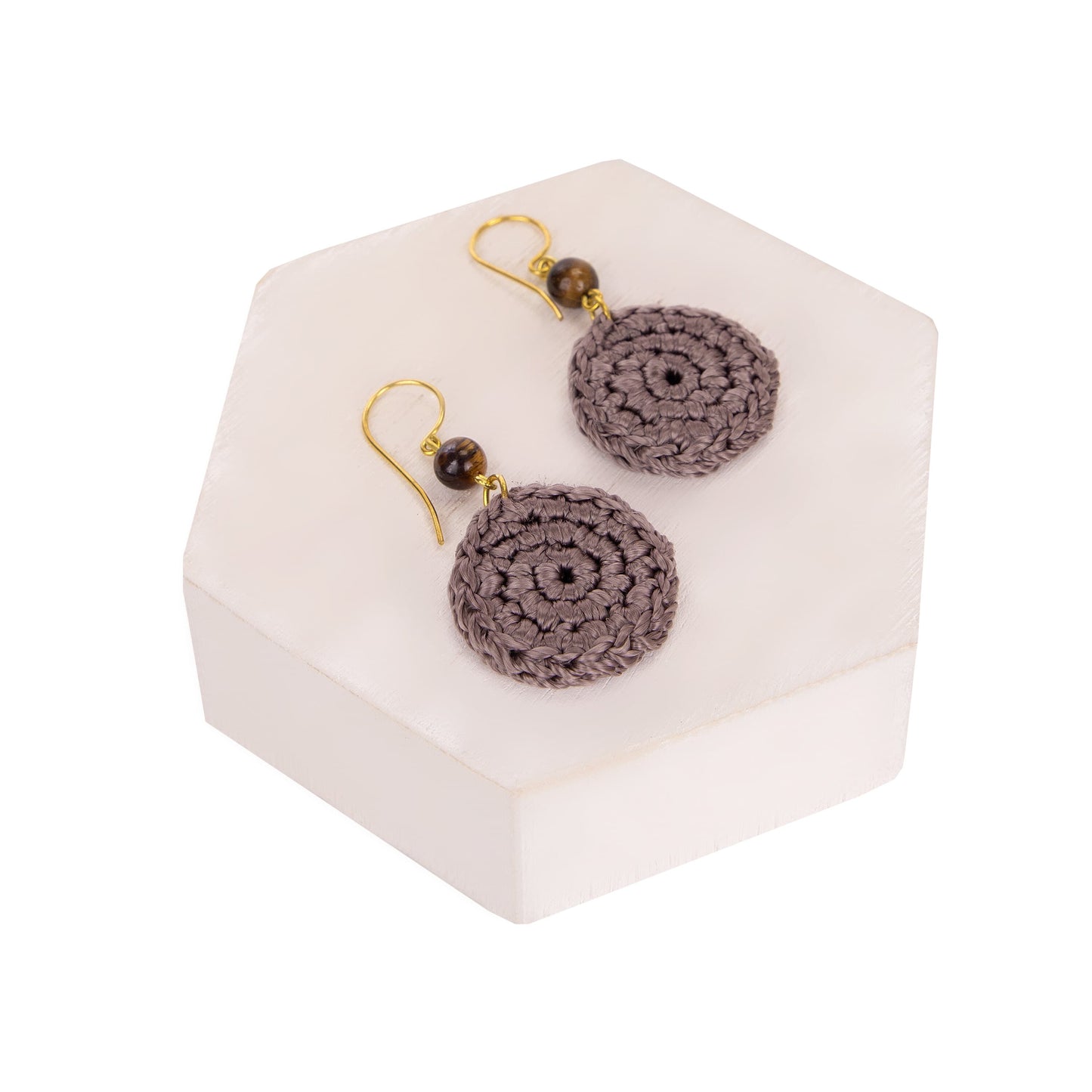 The Sak Jasper Disc Earrings - |Mushroom|