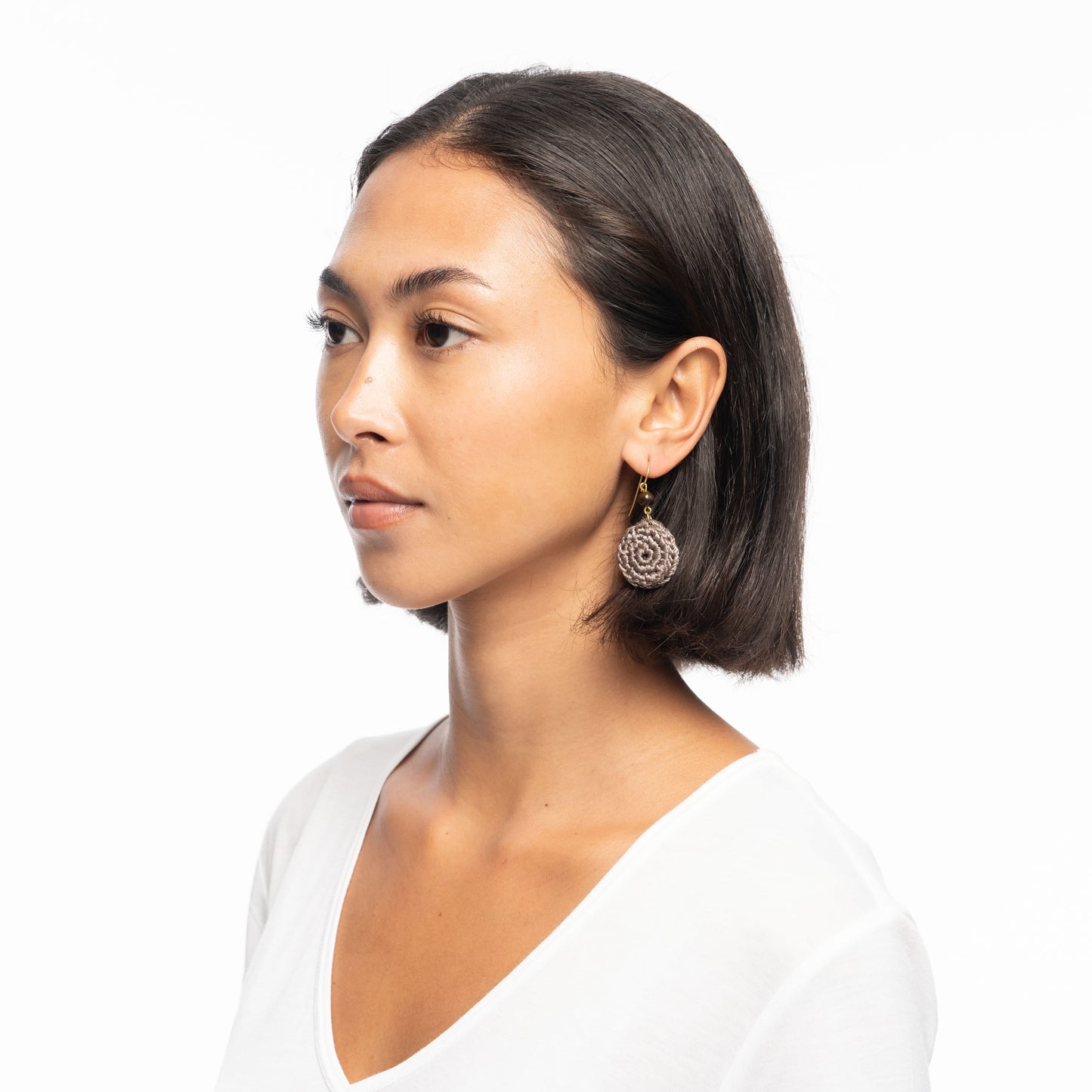 The Sak Jasper Disc Earrings - |Mushroom|