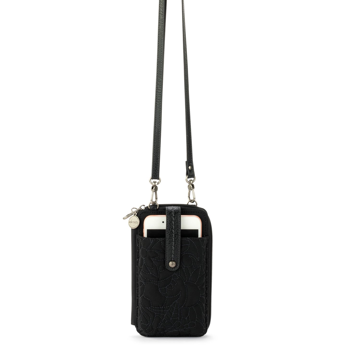 Sakroots Salinas Smartphone Crossbody EcoTwill - |Black Spirit Desert Quilted|