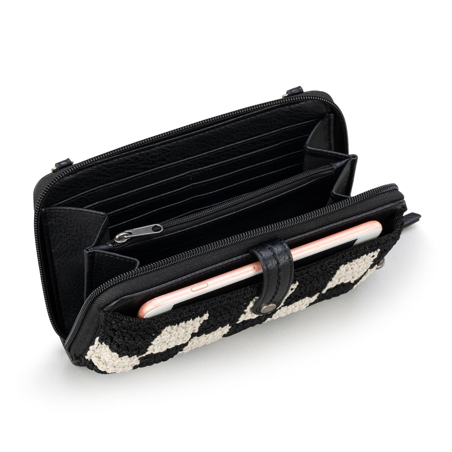 The Sak Iris Large Smartphone Crossbody Crochet - |Black Check|