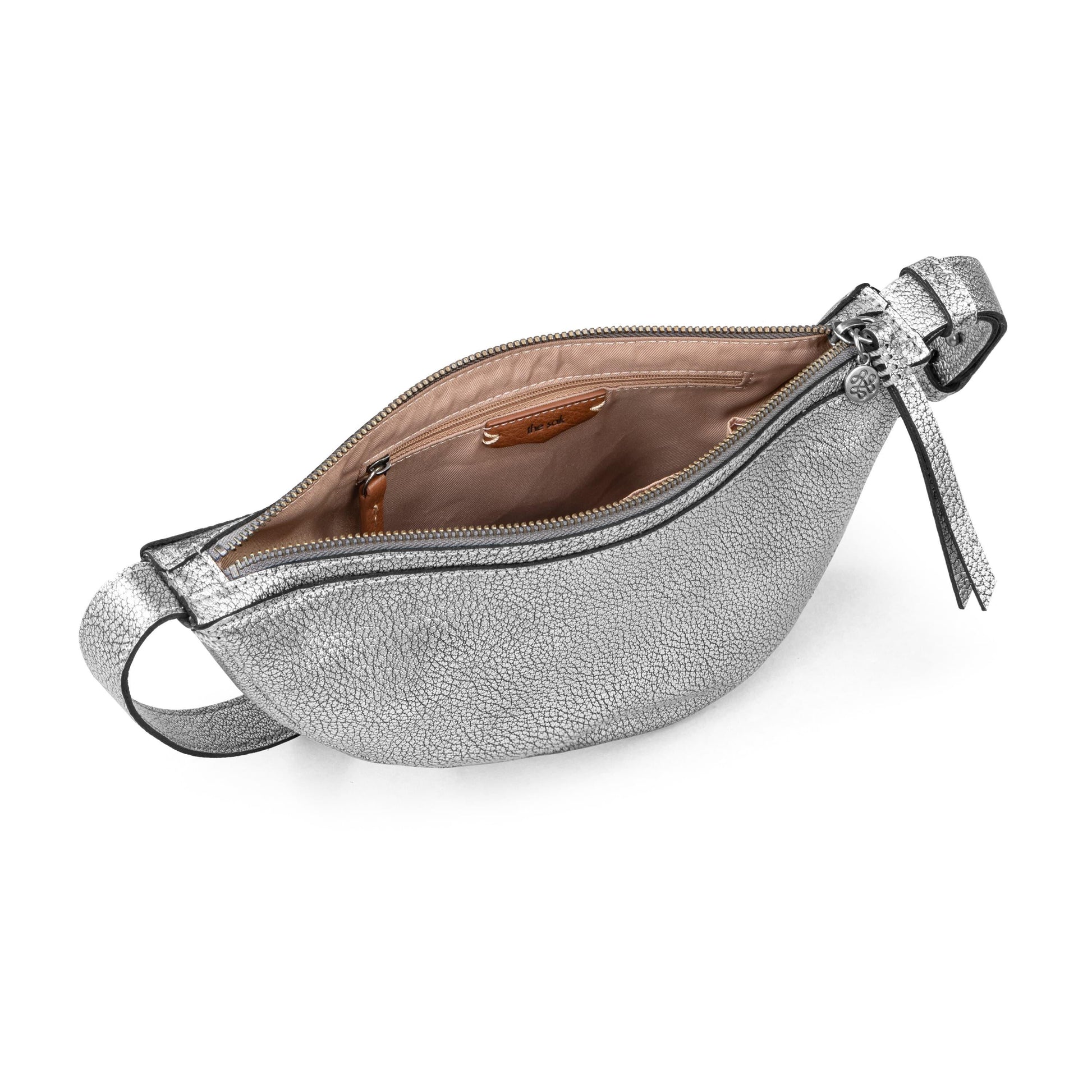 The Sak Tess Sling Bag Leather - Dark Silver