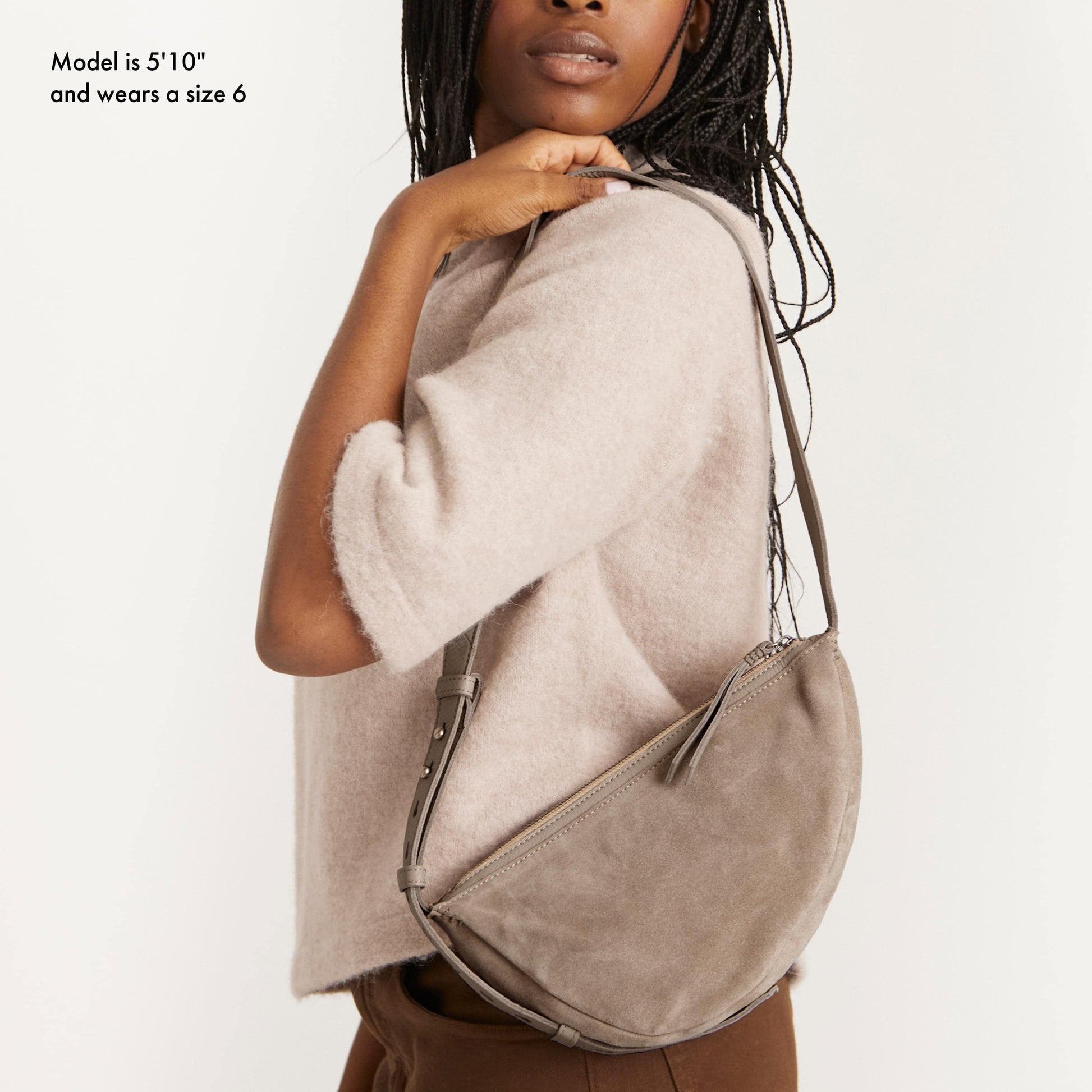 The Sak Tess Sling Bag Leather - |Sand Suede Block|