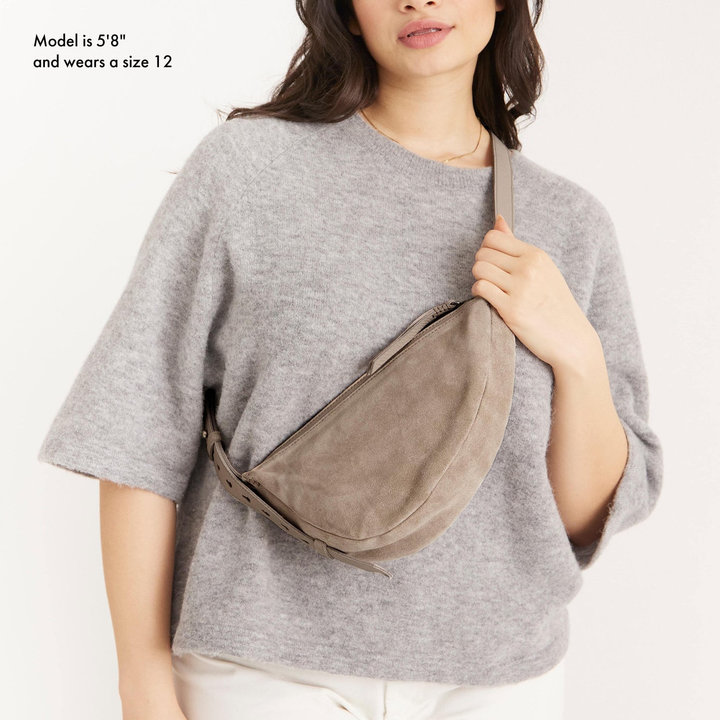 The Sak Tess Sling Bag Leather - |Sand Suede Block|