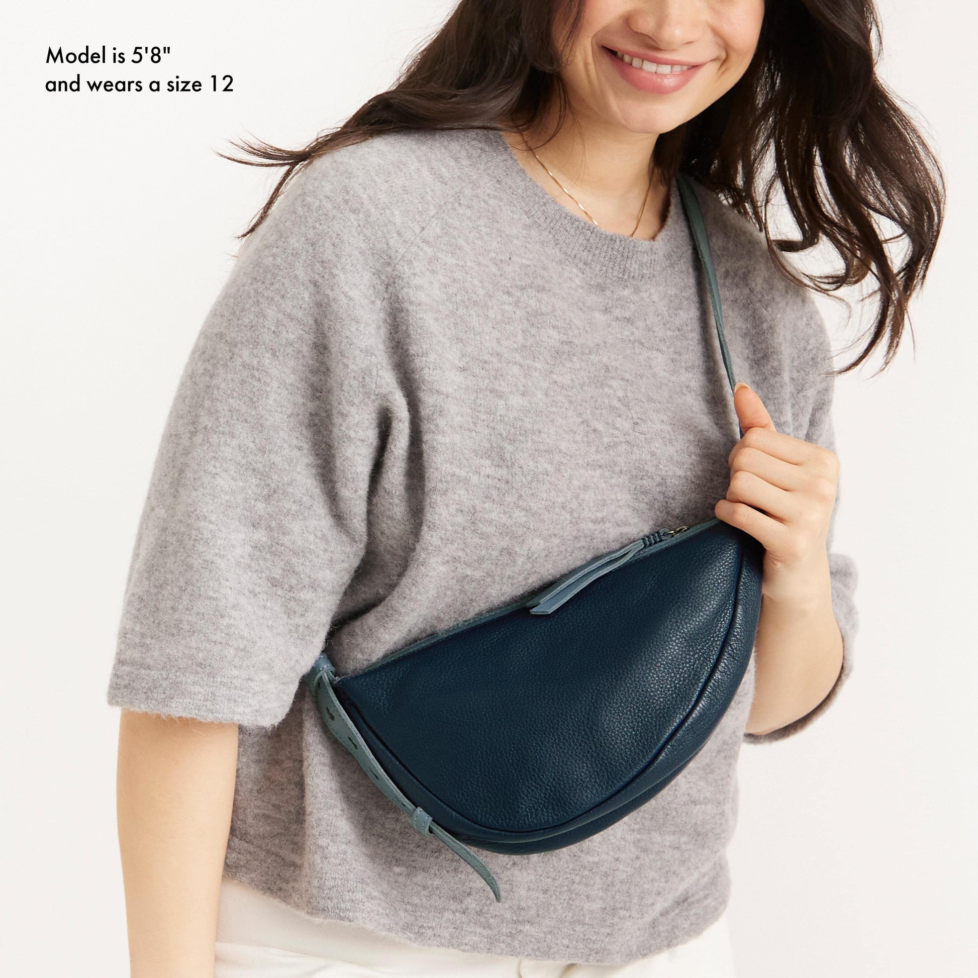 The Sak Tess Sling Bag Leather - |Indigo Block|