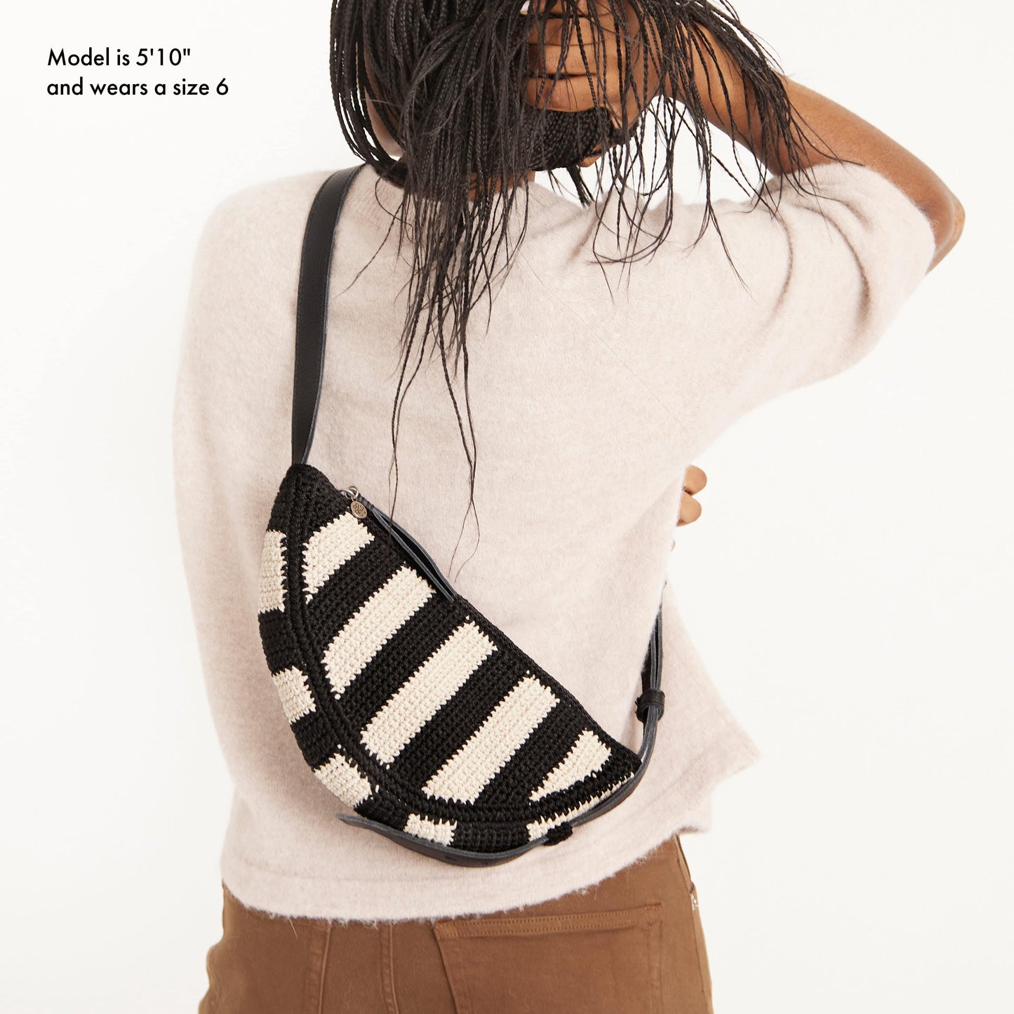 The Sak Tess Sling Bag Crochet - |Black Stripe|