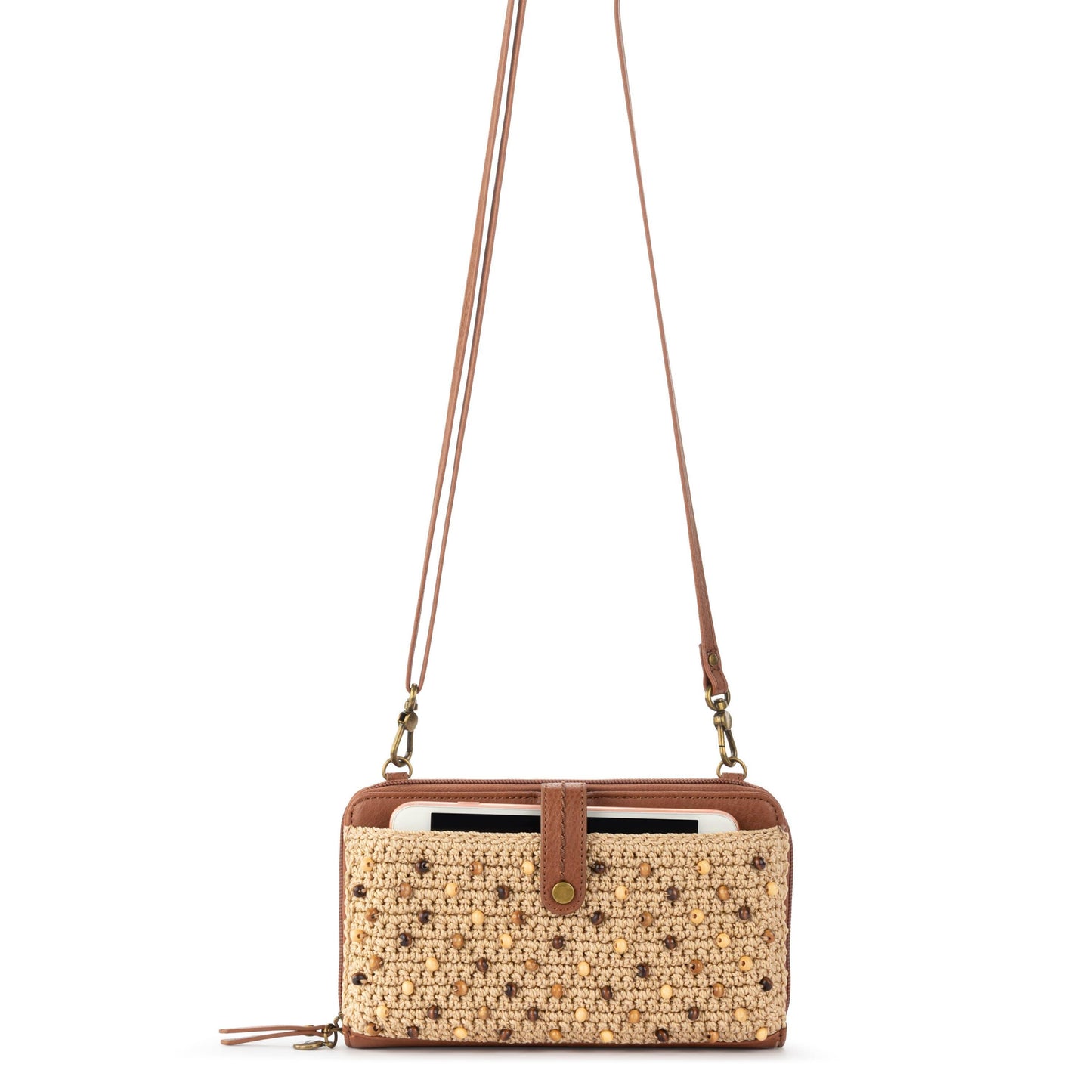The Sak Iris Large Smartphone Crossbody Leather - |Bamboo Neutral Beads|