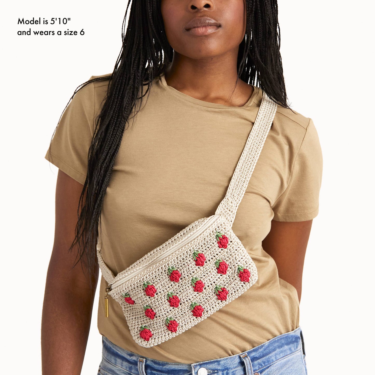The Sak Caraway Small Belt Bag Crochet - |Natural Strawberries|