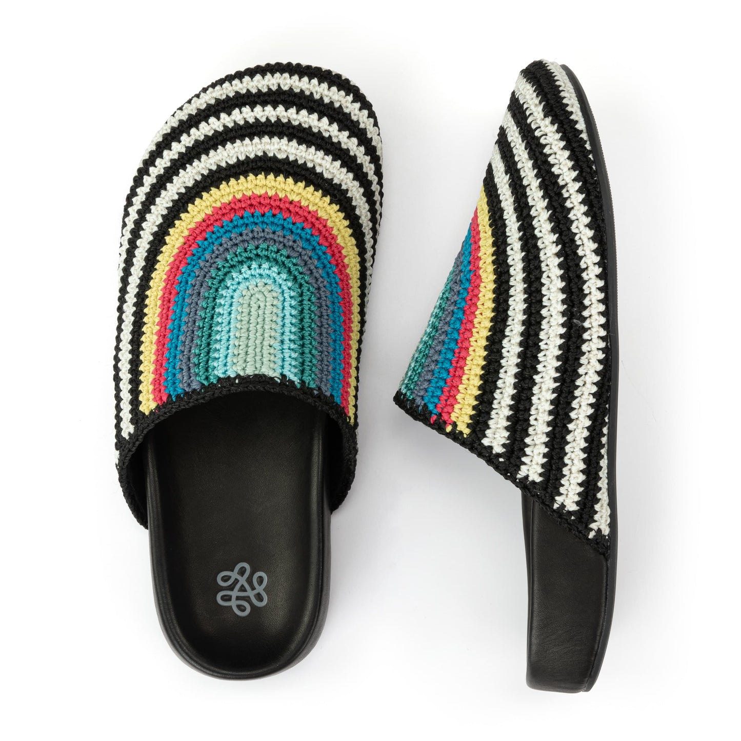 The Sak Bolinas Clog Crochet - |Black and White Rainbow Stripe|