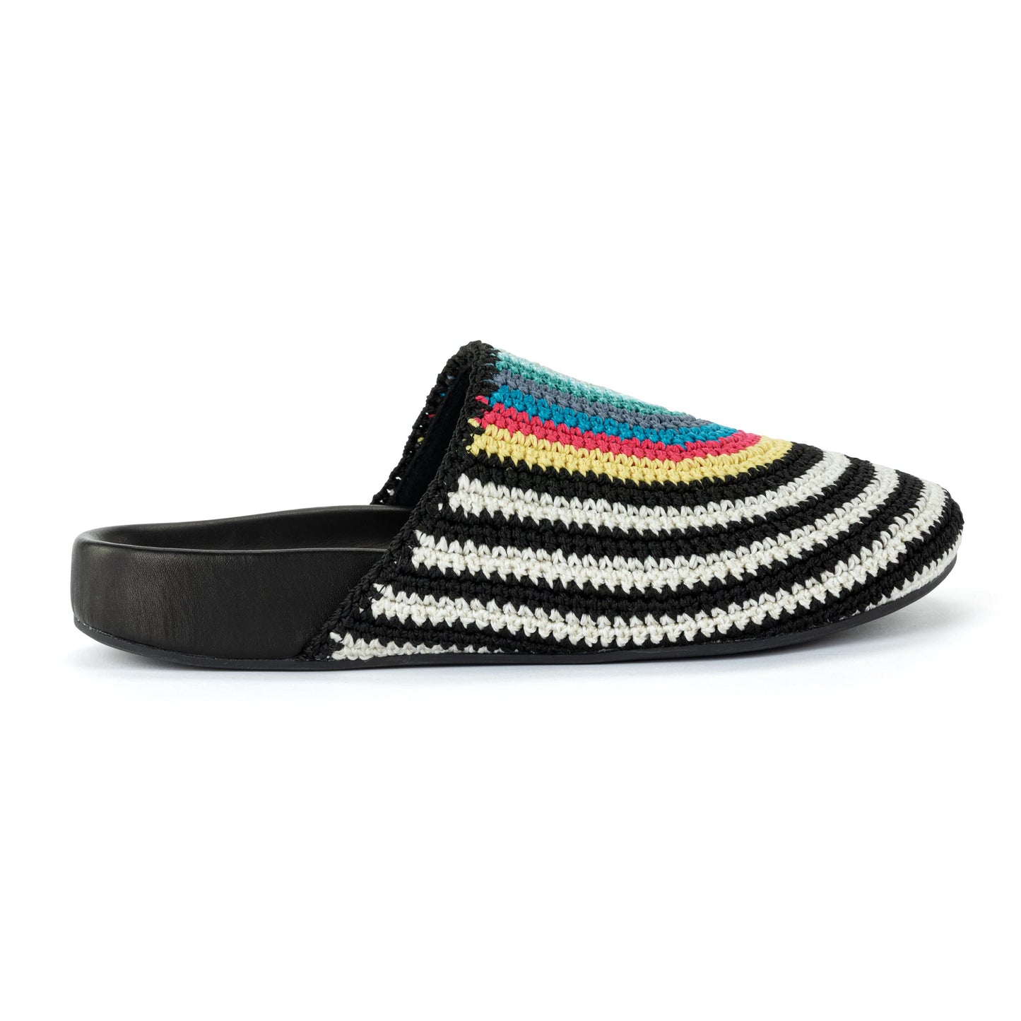 The Sak Bolinas Clog Crochet - |Black and White Rainbow Stripe|