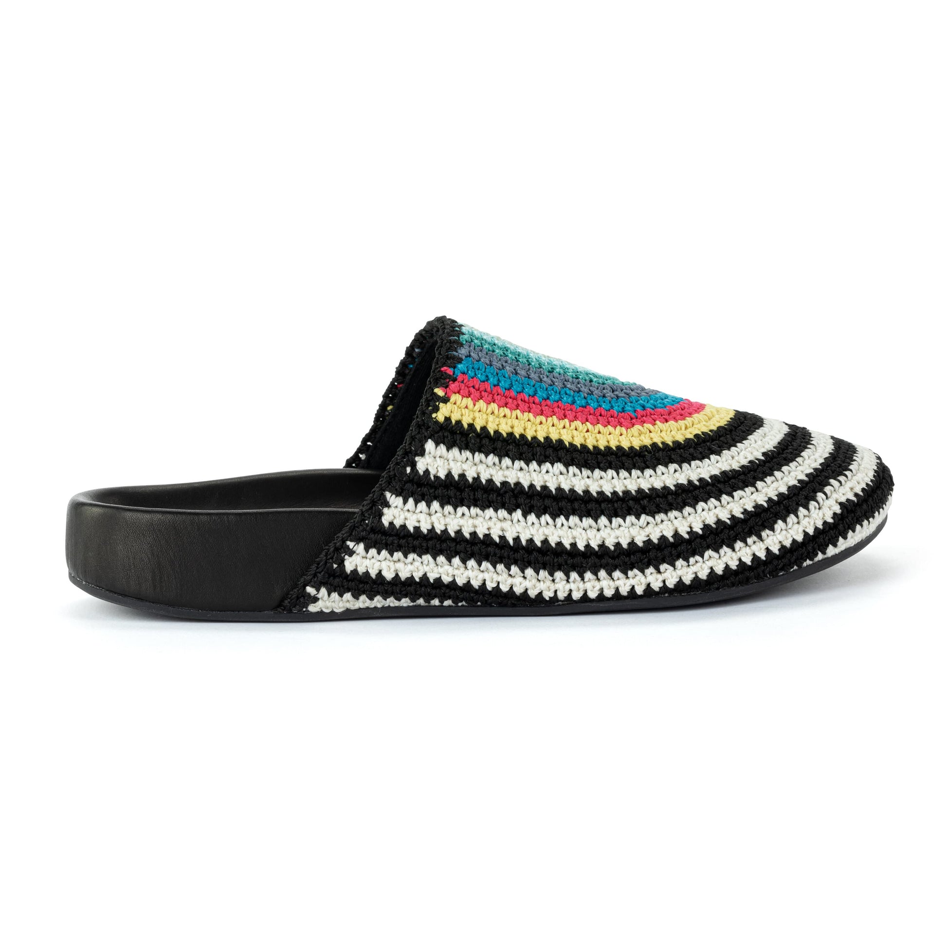 The Sak Bolinas Clog Crochet - |Black and White Rainbow Stripe|