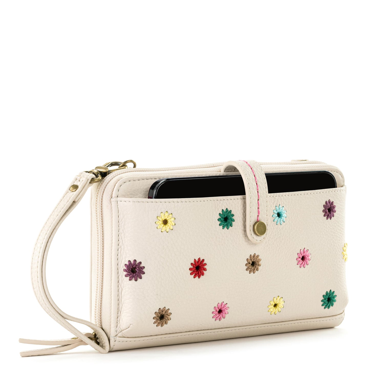 The Sak Iris Large Smartphone Crossbody Leather - |Stone Multi Eyelet|
