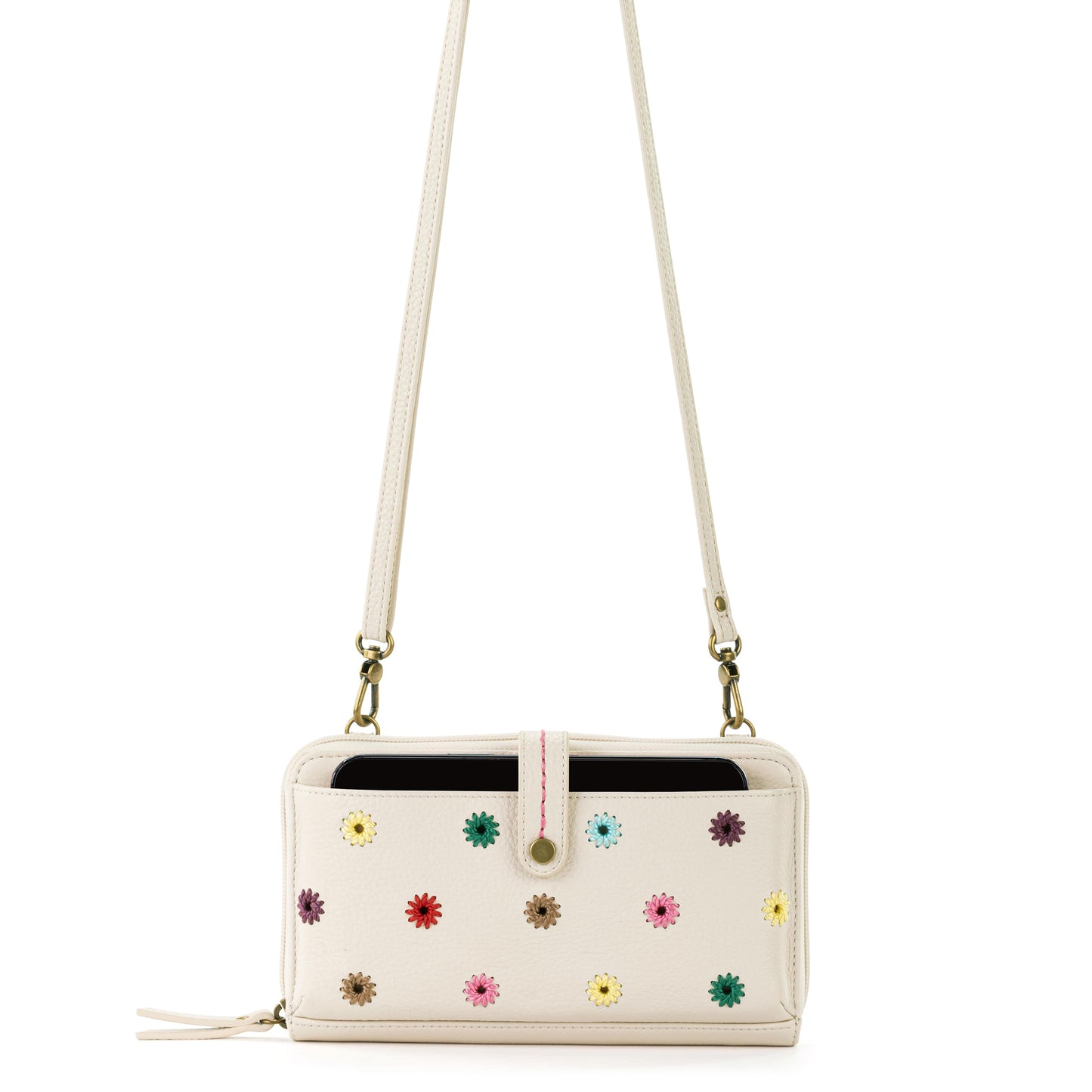 The Sak Iris Large Smartphone Crossbody Leather - |Stone Multi Eyelet|