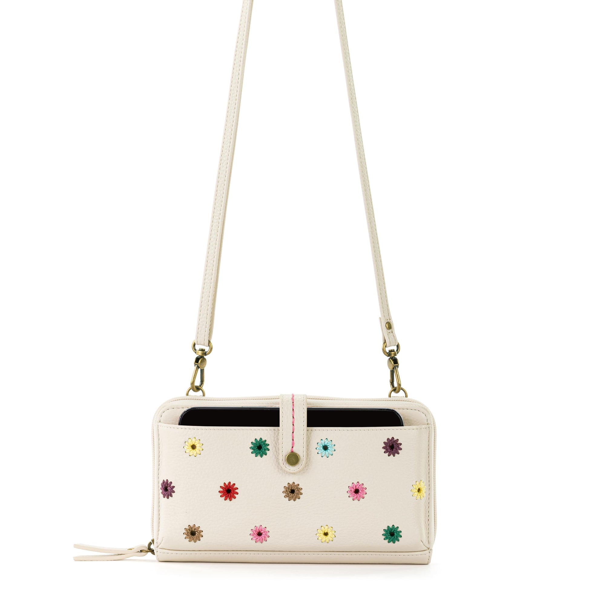The Sak Iris Large Smartphone Crossbody Leather - |Stone Multi Eyelet|