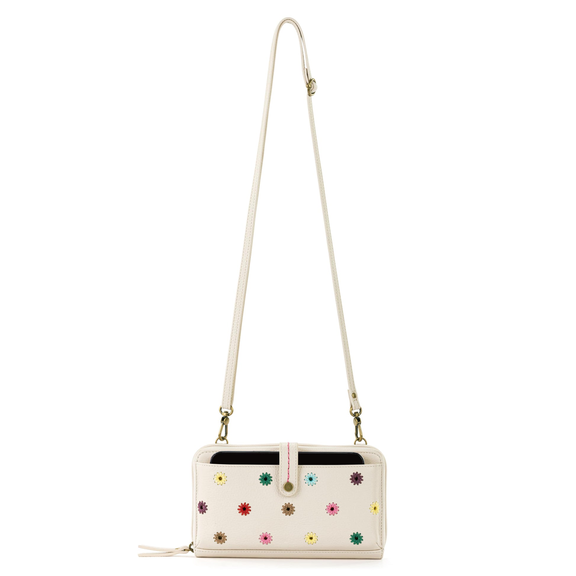 The Sak Iris Large Smartphone Crossbody Leather - |Stone Multi Eyelet|