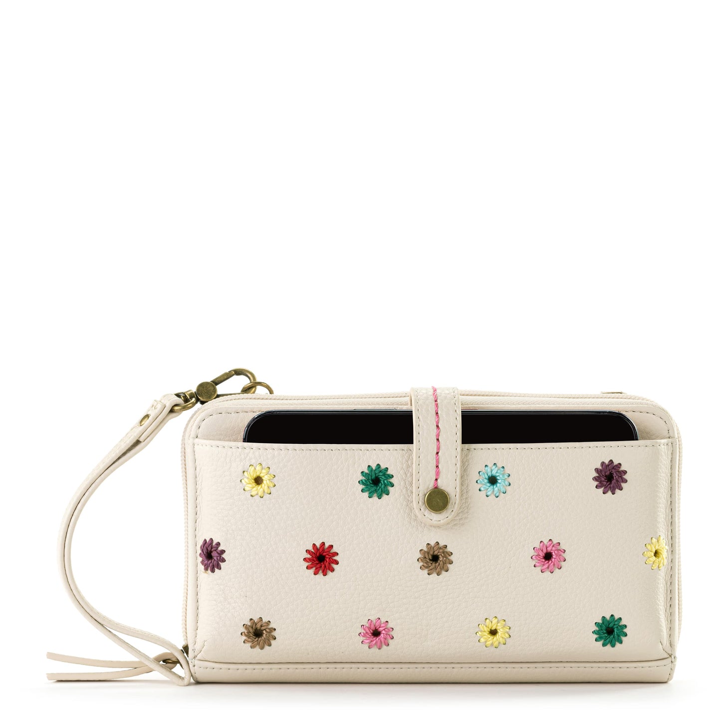 The Sak Iris Large Smartphone Crossbody Leather - |Stone Multi Eyelet|