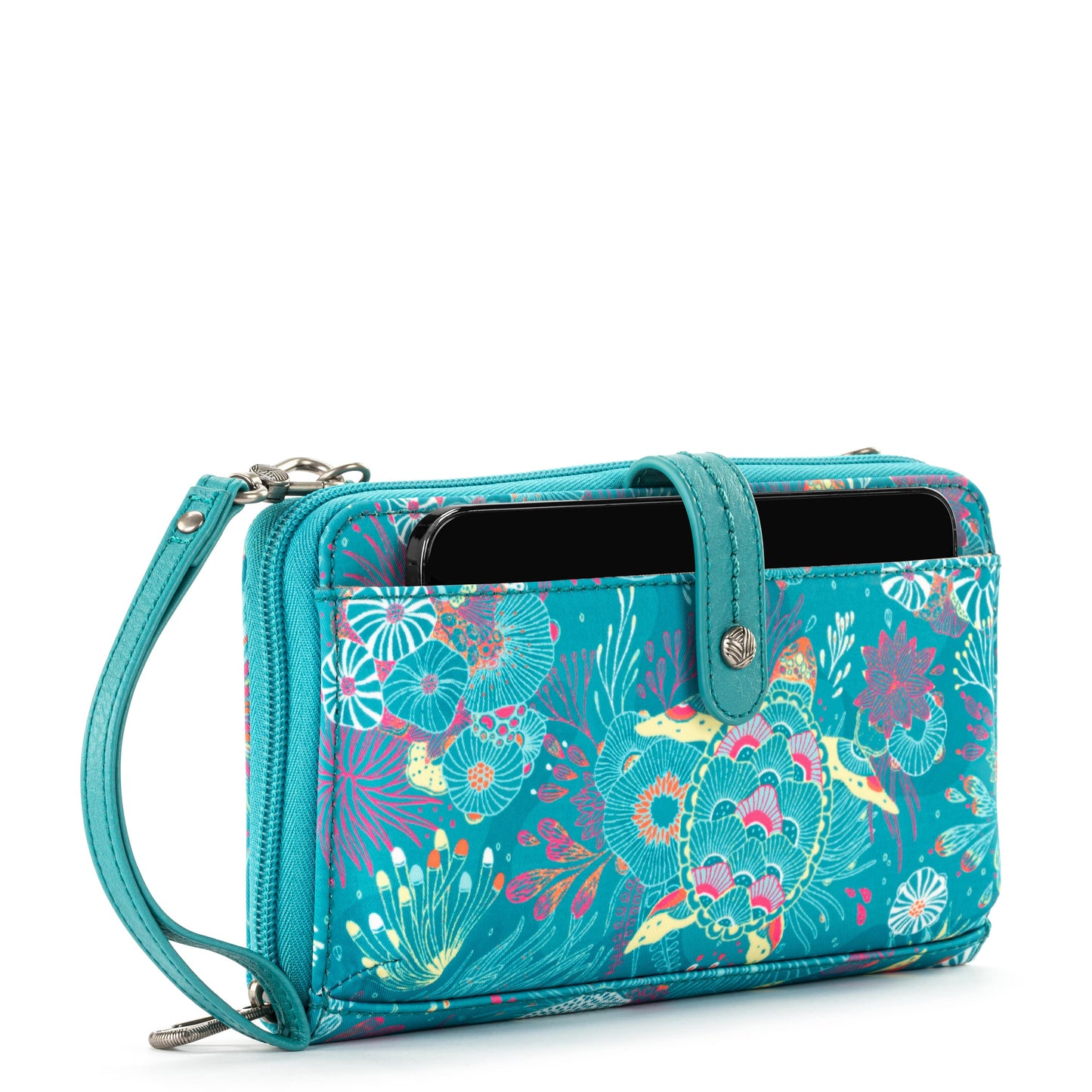 Sakroots Large Smartphone Crossbody EcoTwill - |Deep Teal Seascape|