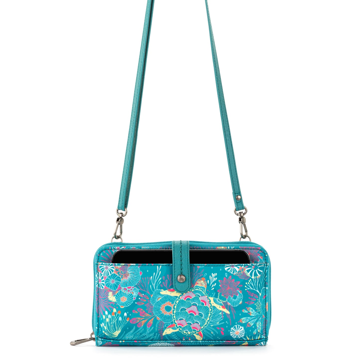 Sakroots Large Smartphone Crossbody EcoTwill - |Deep Teal Seascape|