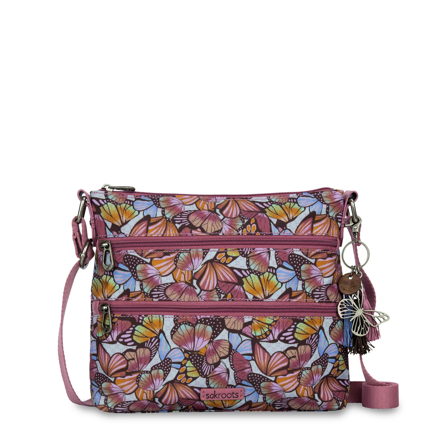 Sakroots Basic Crossbody EcoTwill - |Mulberry Butterfly Bloom|