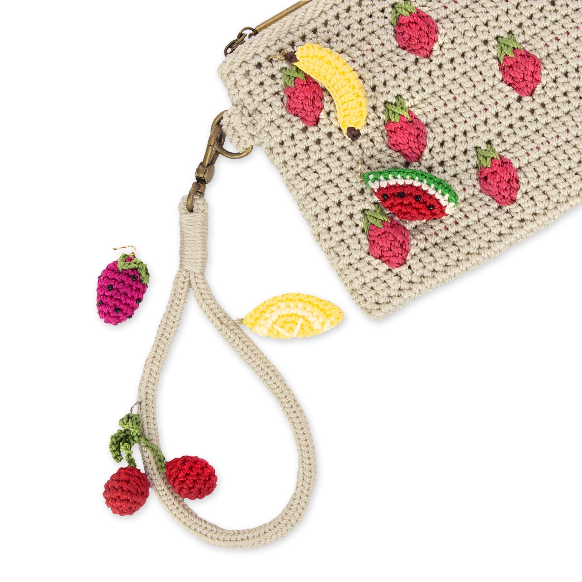 The Sak Vita Wristlet Crochet - |Natural Strawberries|
