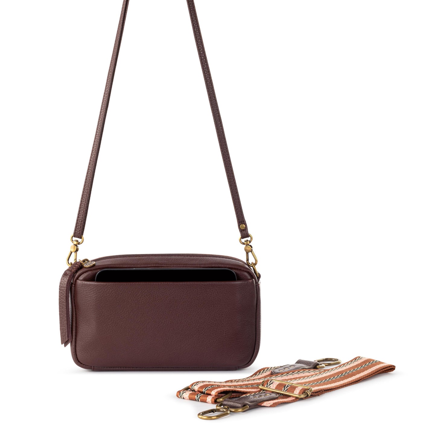 The Sak Cora Smartphone Crossbody Leather - |Mahogany|