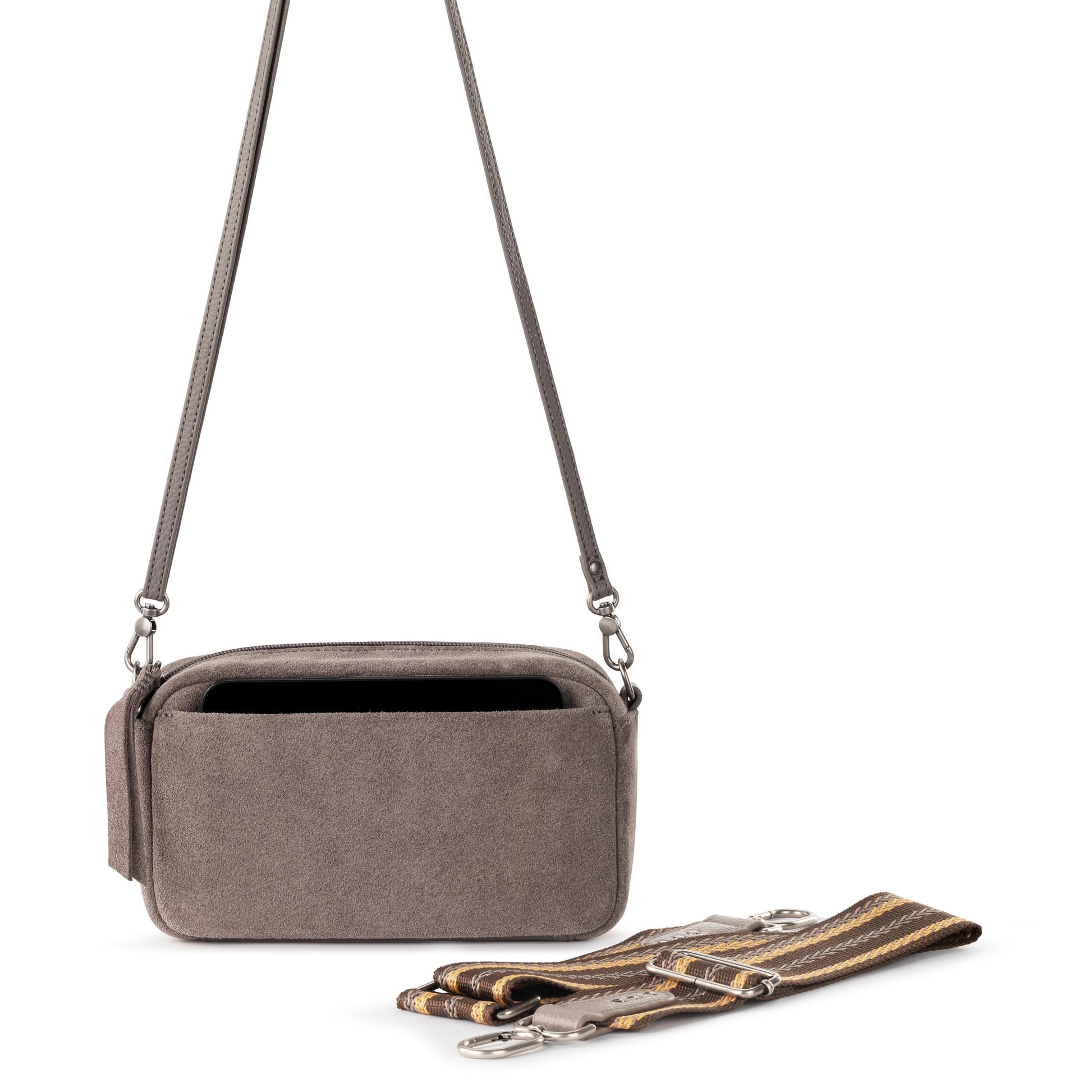 The Sak Cora Smartphone Crossbody Leather - |Mushroom Suede|