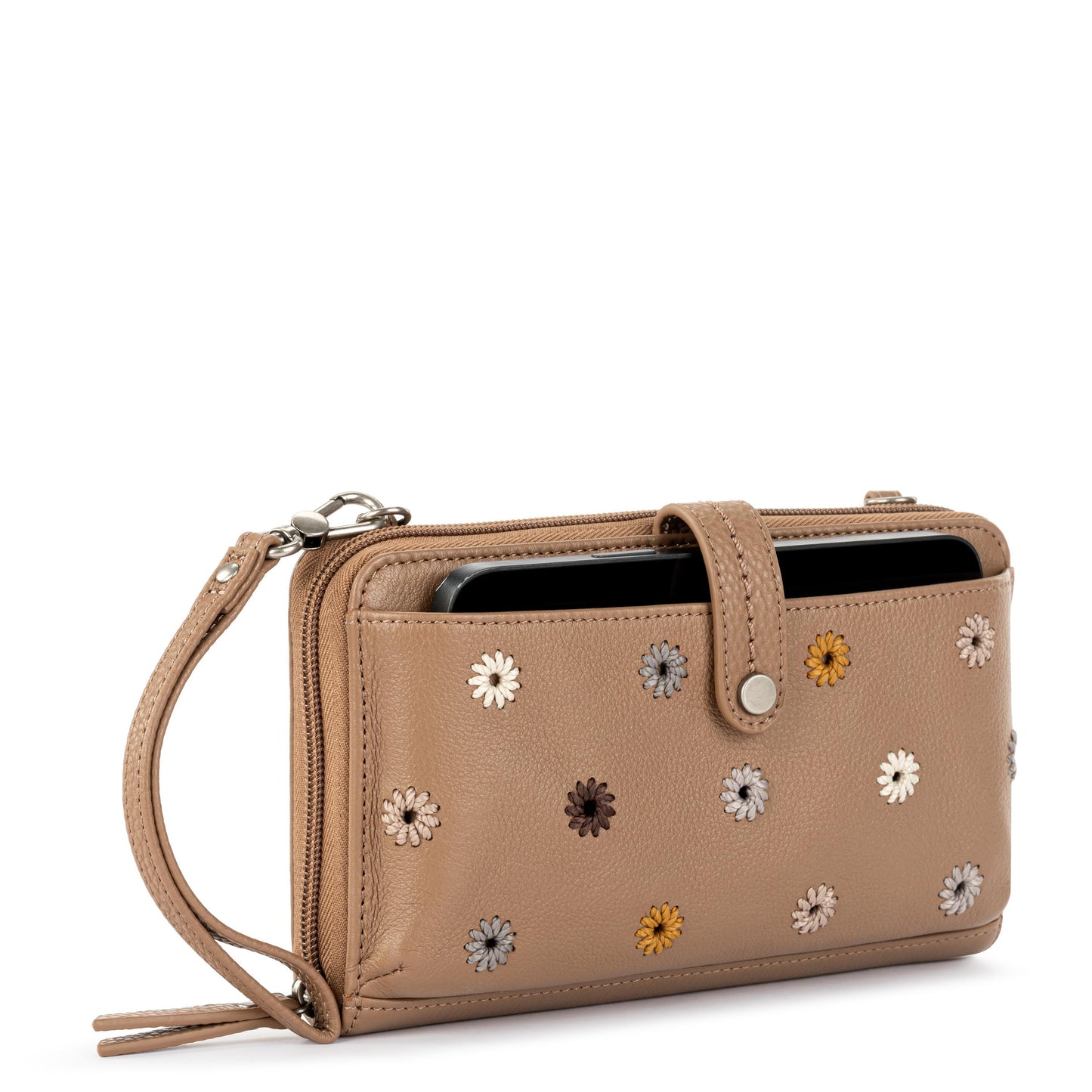 The Sak Iris Large Smartphone Crossbody Leather - |Chestnut Multi Eyelet|
