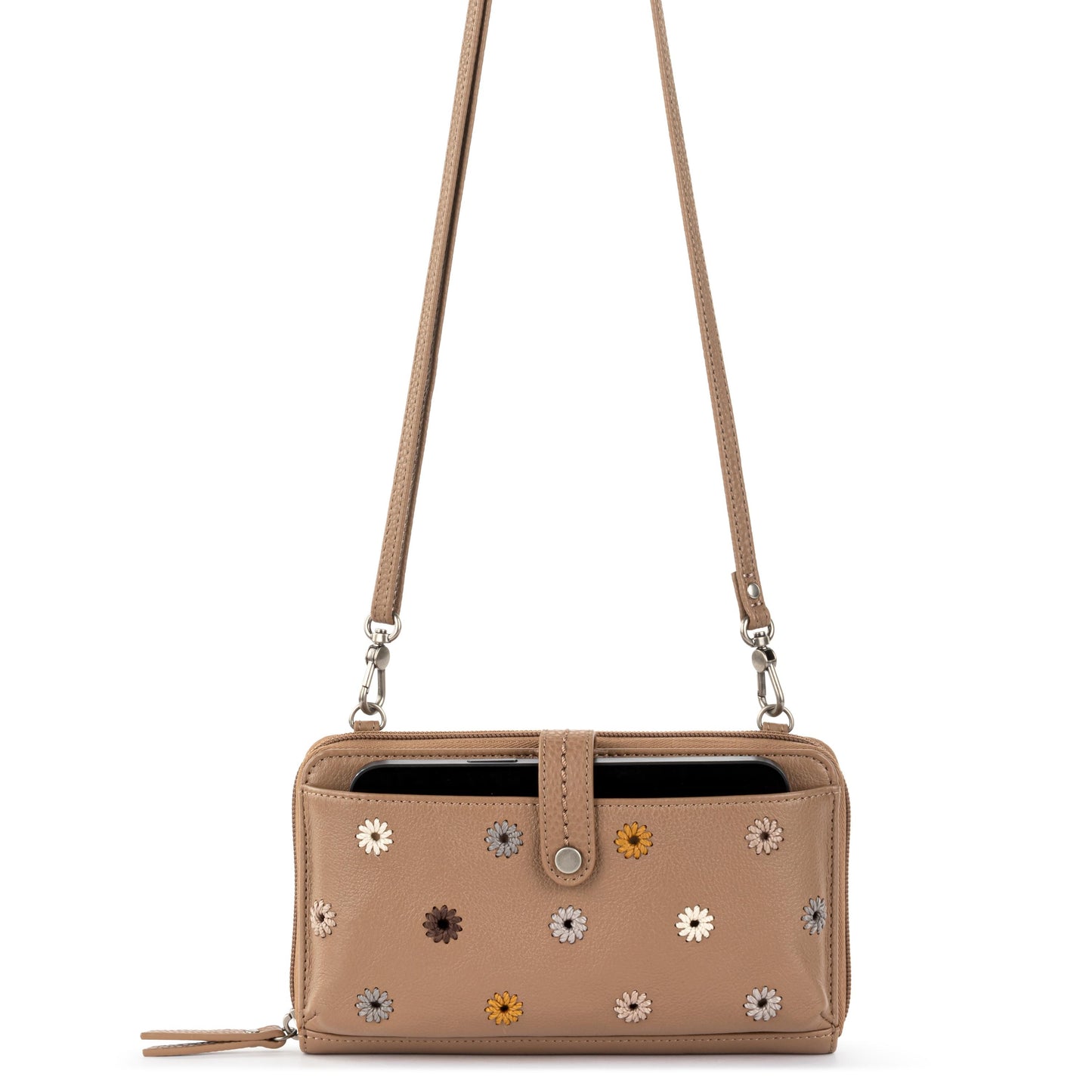 The Sak Iris Large Smartphone Crossbody Leather - |Chestnut Multi Eyelet|