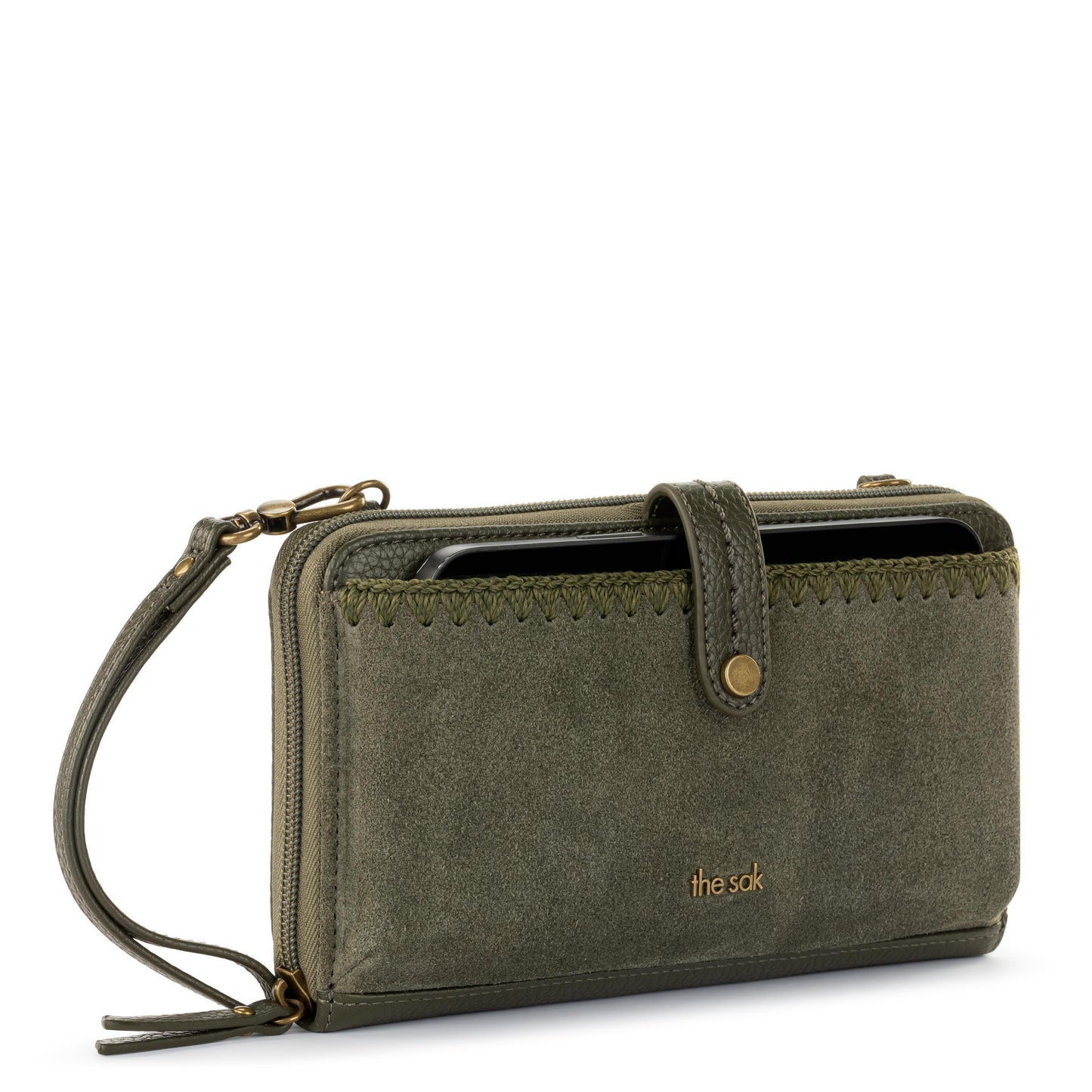 The Sak Iris Large Smartphone Crossbody Leather - |Moss Suede|