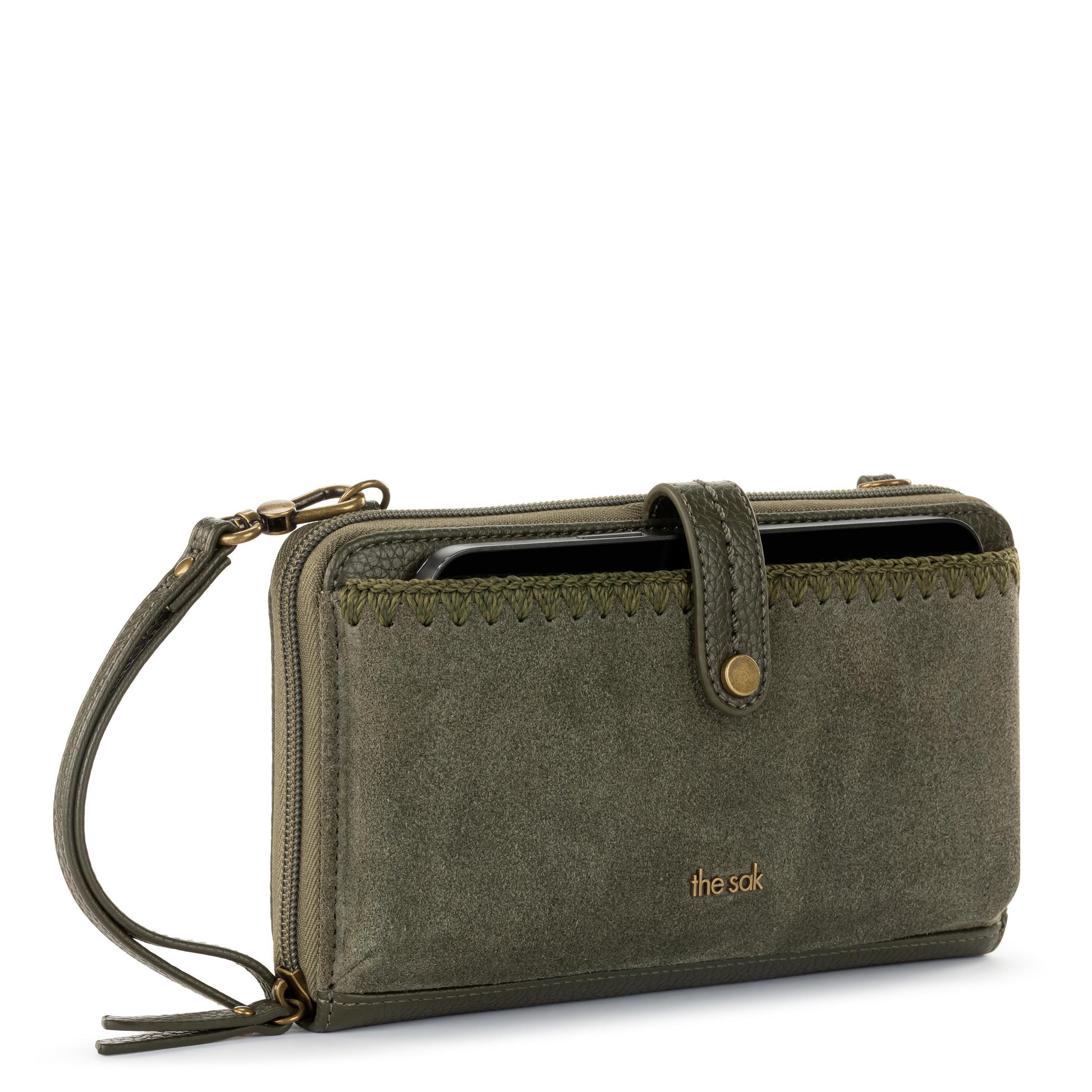 The Sak Iris Large Smartphone Crossbody Leather - |Moss Suede|
